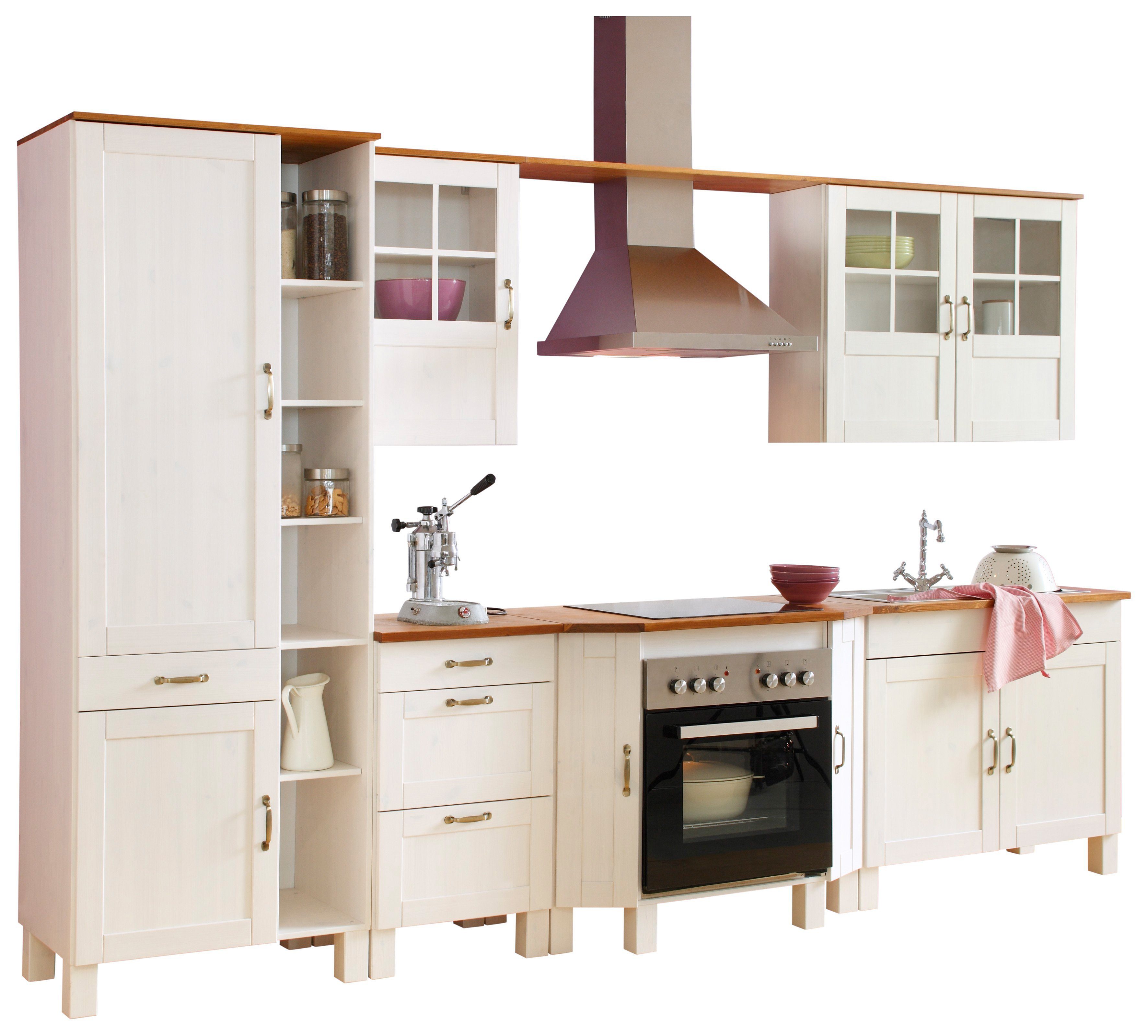 Home affaire Keukenblok Alby Breedte 325 cm, van massief grenenhout, zonder E-apparaten