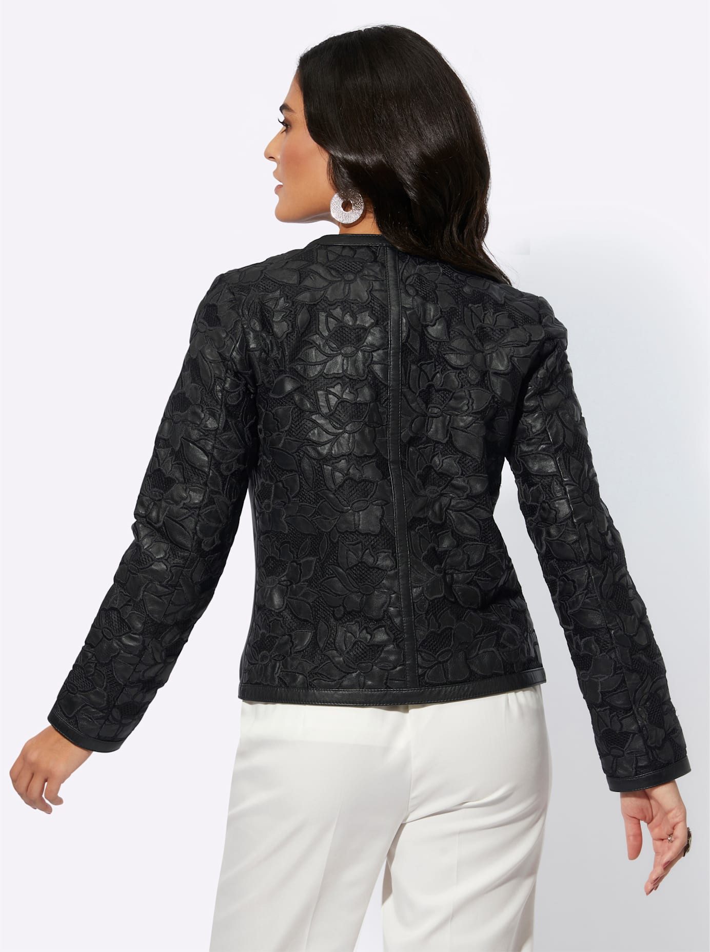 Mainpol Leren blazer Lamsnappa-lederen mesh-blazer