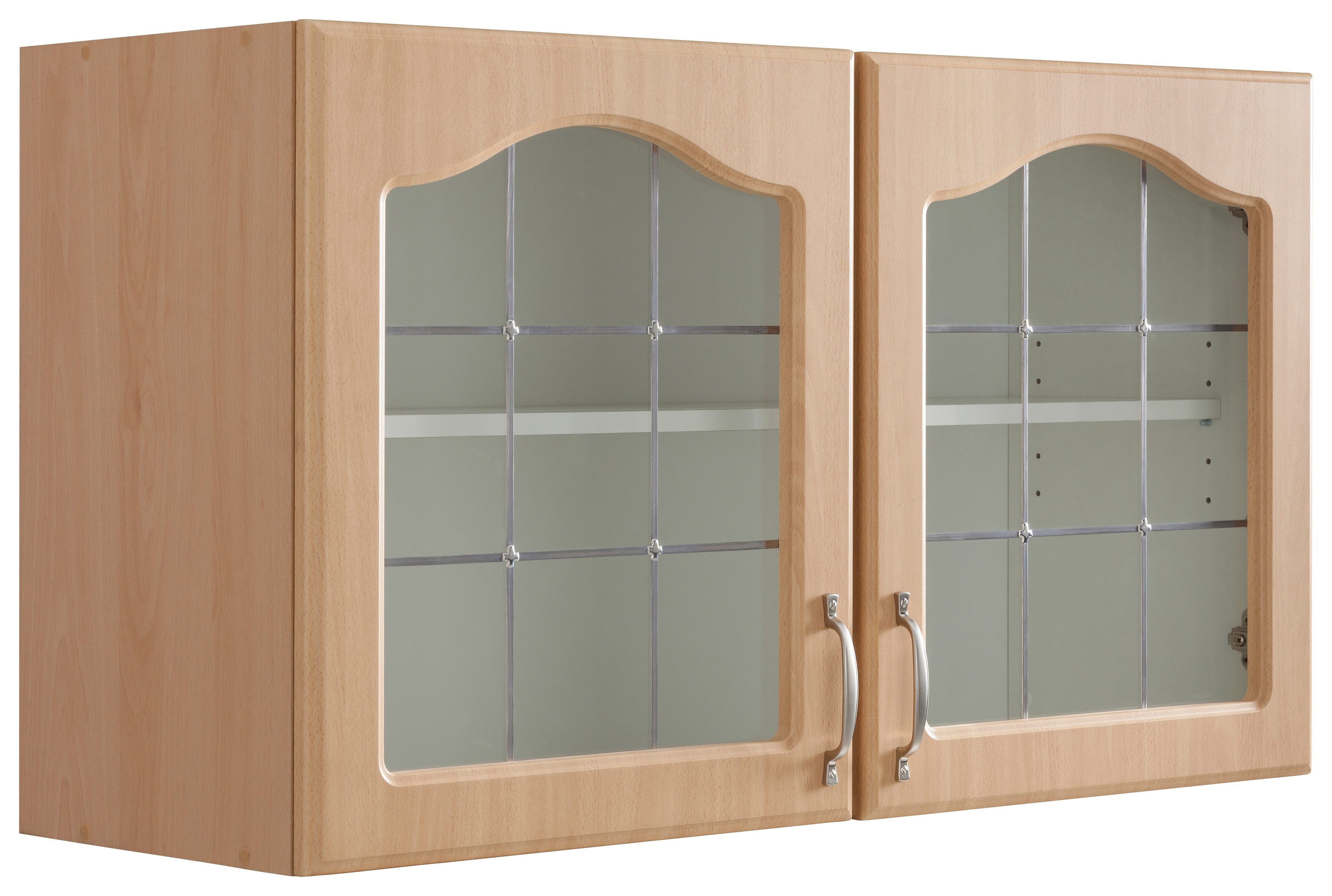 wiho Küchen Hangend kastje met glasdeur Linz 100 cm breed, met 2 glasdeuren hangkasten bruin