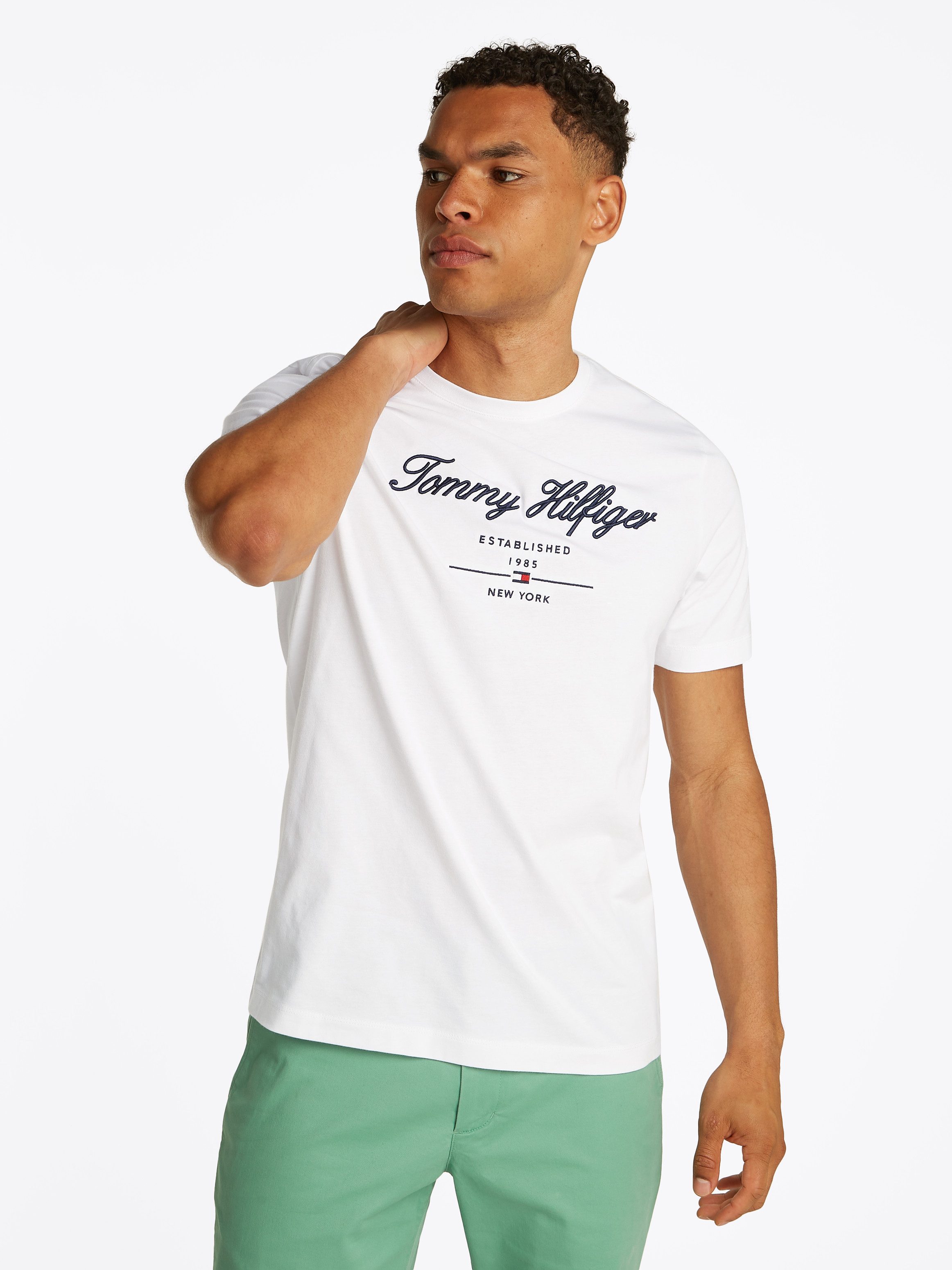 Tommy Hilfiger T-shirt SCRIPT LOGO TEE met opgestikt logo