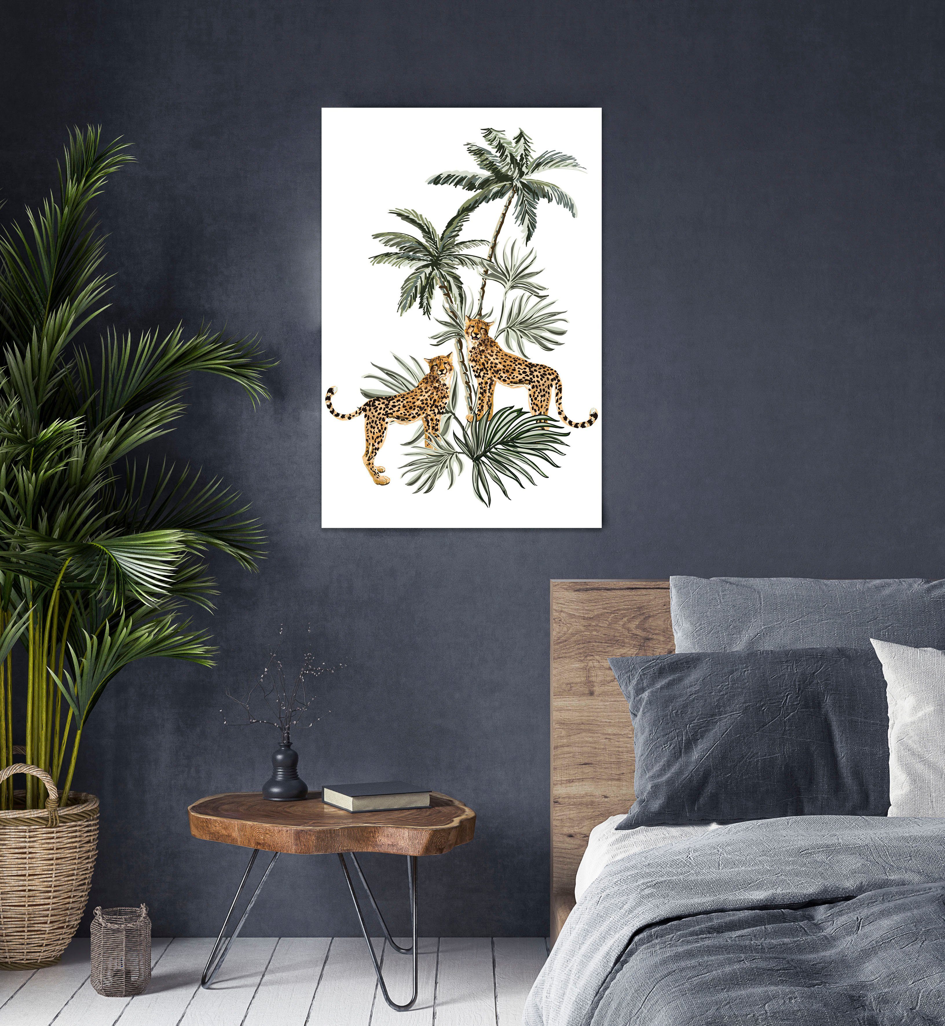 queence Artprint op linnen Leopard Premium canvasstof, handgemaakt in Duitsland