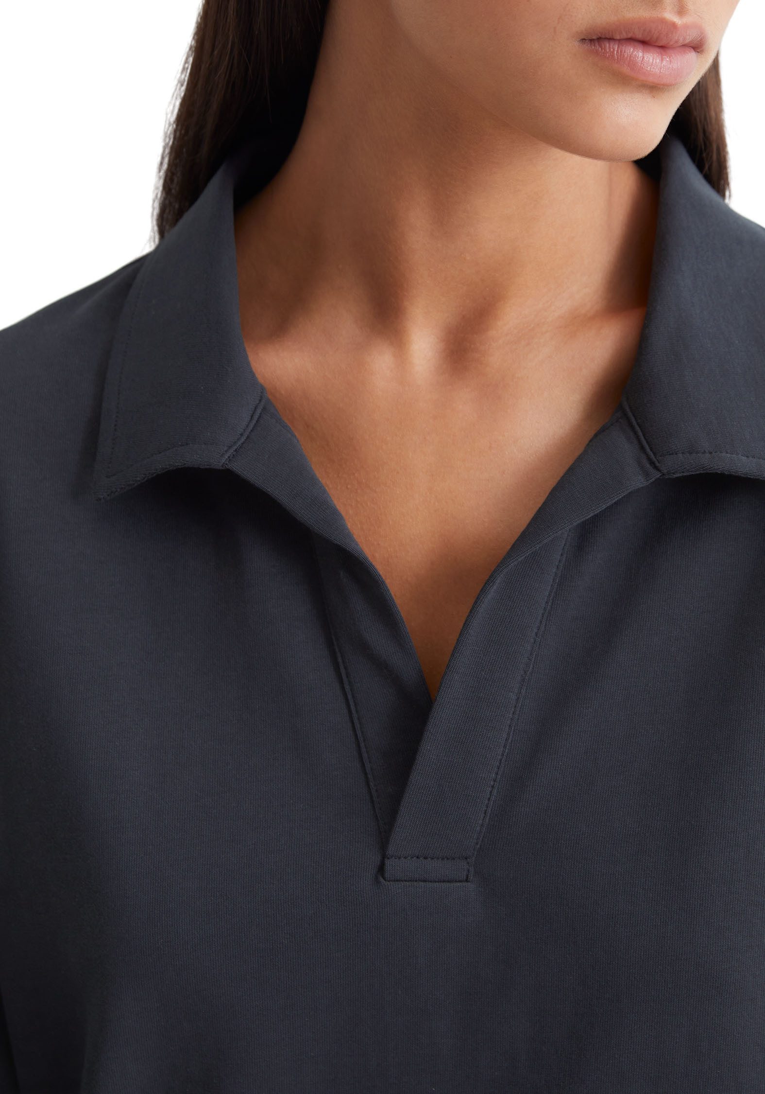 Marc O'Polo Poloshirt met lange mouwen Heavy Jersey-Woven met sportief kraagontwerp