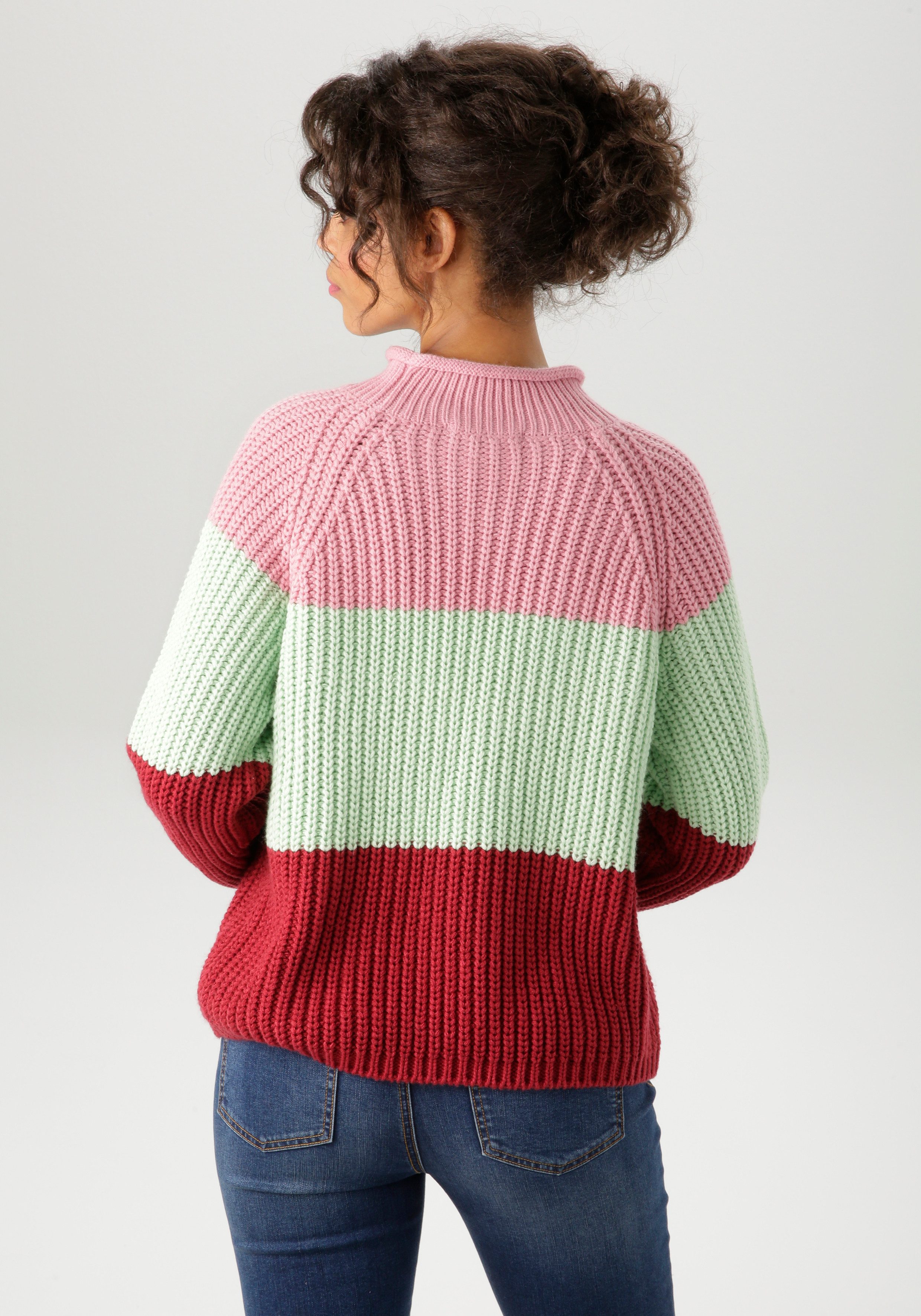 Aniston CASUAL Gebreide trui in trendy color-blocking - nieuwe collectie