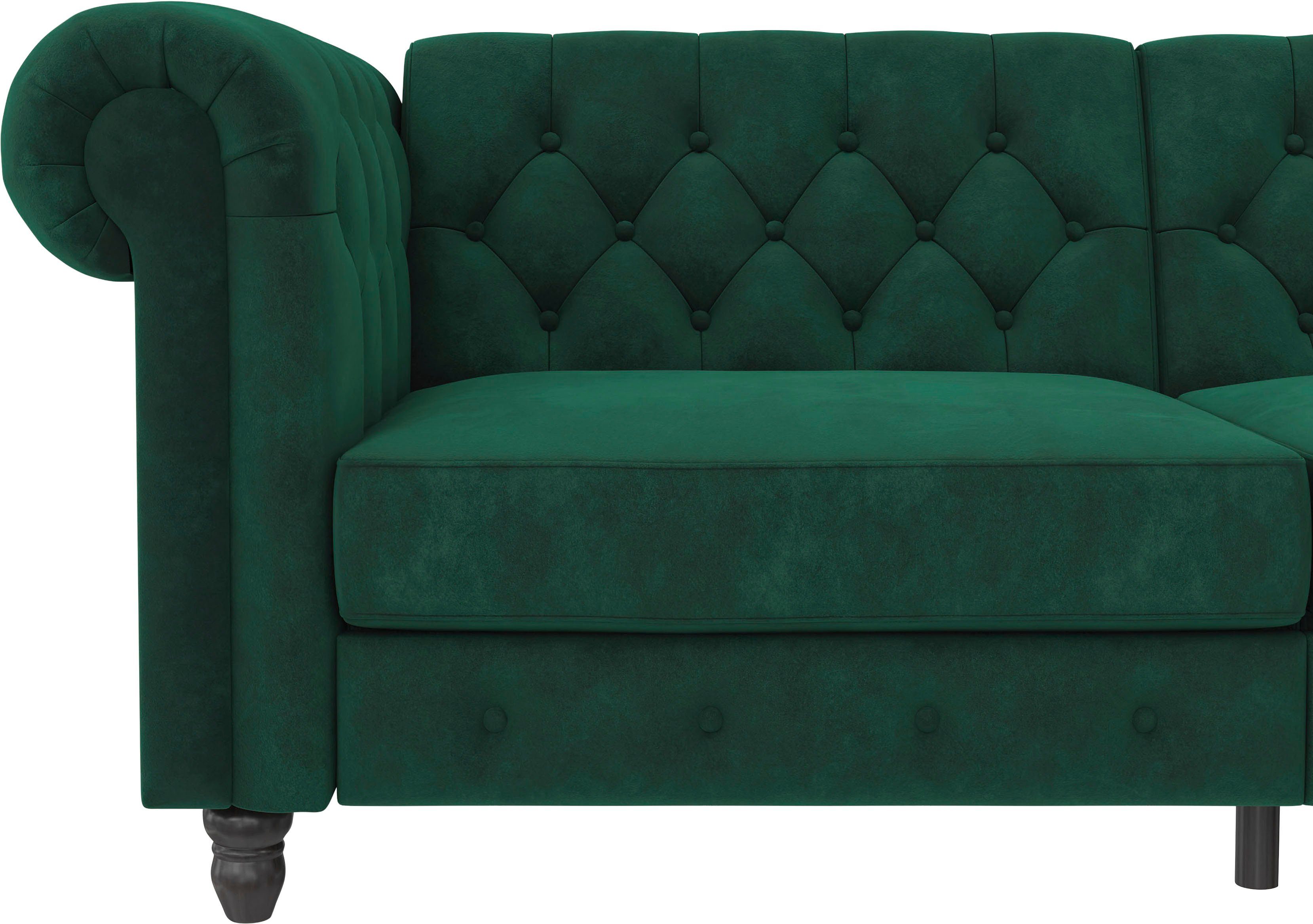 Dorel Home 3-zitsbank Felix, slaapbank 236 cm(ligoppervlak 108 x 190 cm), rugleuning 3-voudig verstelbaar, velours, kunstleer, luxe vintage microvezel