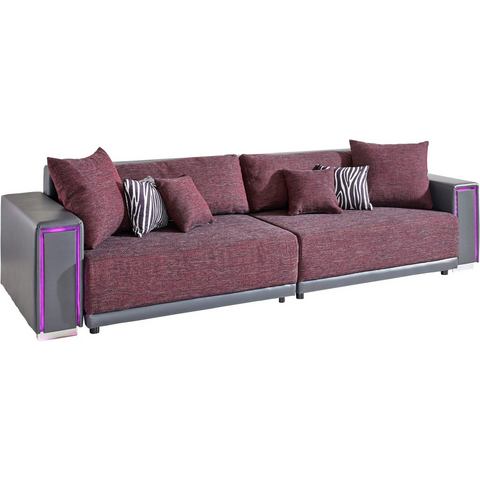 woonkamer extra groot bankstel grijs Megabank inclusief RGB LED verlichting 37