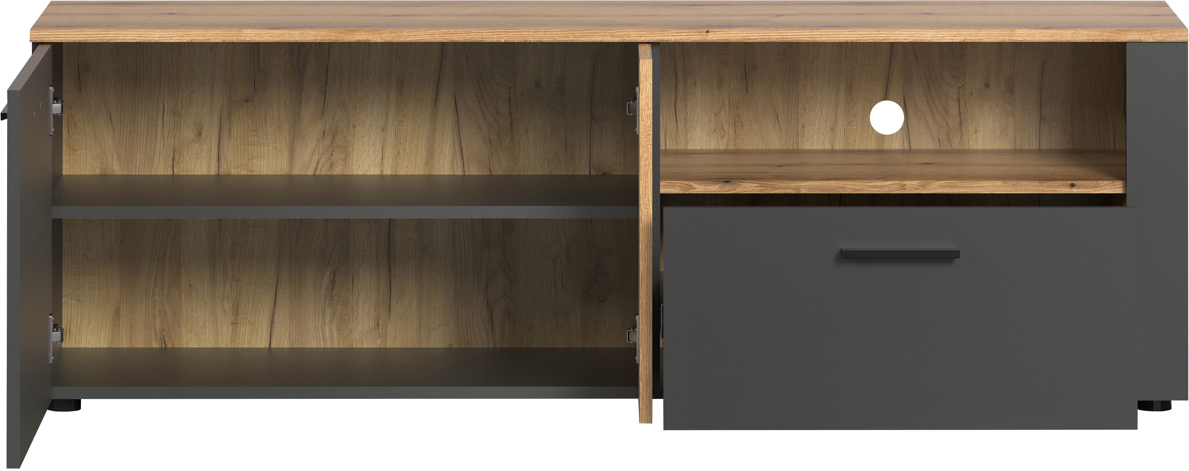 INOSIGN Tv-meubel Estepona TV-lowboard met ribbeloptiek - deuren links of rechts monteerbaar (1 stuk)