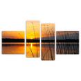 wall-art print op glas zonsondergang aan het meer 4-delig oranje