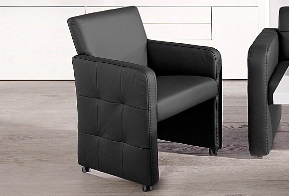 exxpo - sofa fashion Eetkamerstoel Barista, lounge stoel op wielen met hoge bodemvrijheid smalle armleuningen, totale breedte ca. 61 cm, comfortabele zithoogte ca. 49 cm