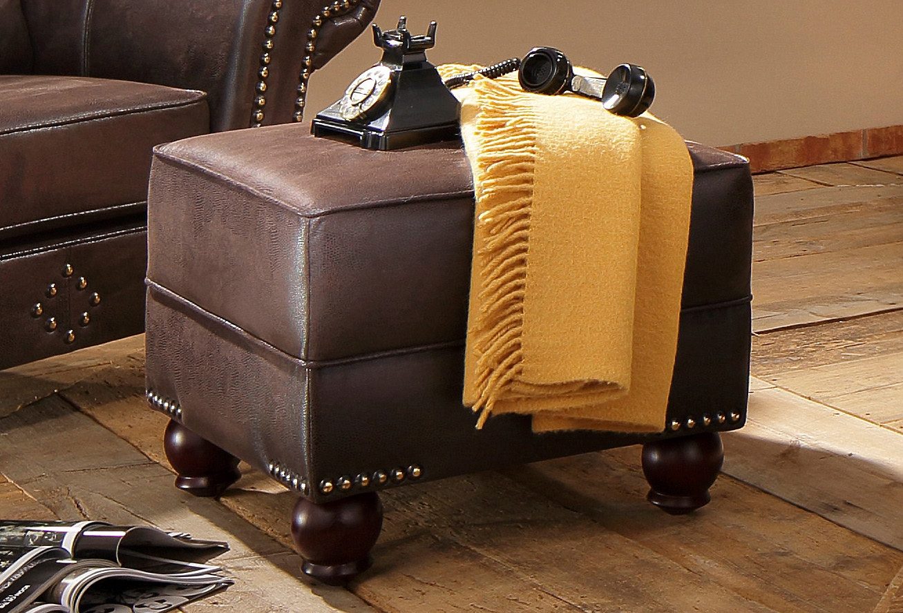 Home affaire Hocker King George hockers maat Luxe-microvezel bruin