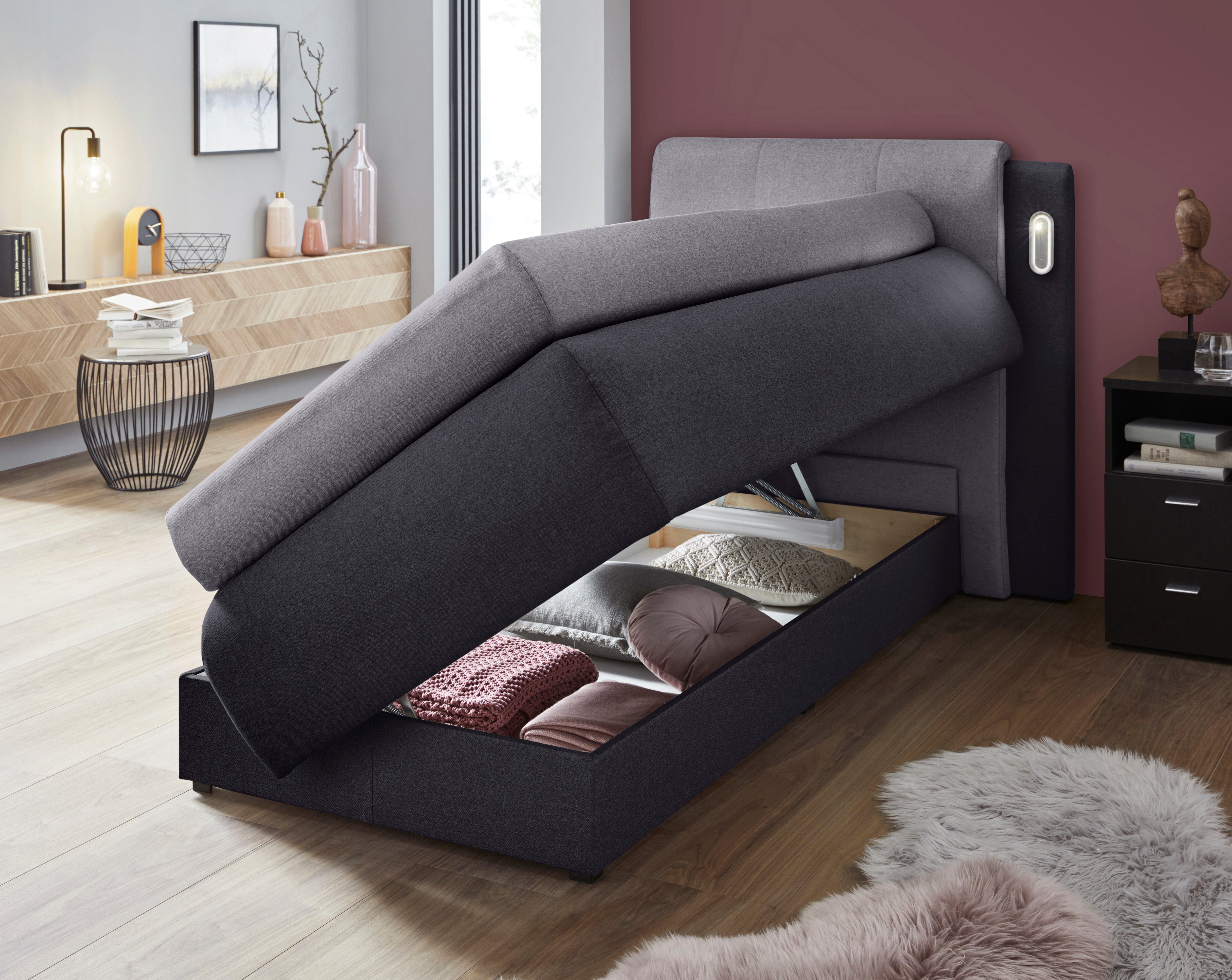 COLLECTION AB Boxspring Borna inclusief bedkist, ledverlichting en topmatras