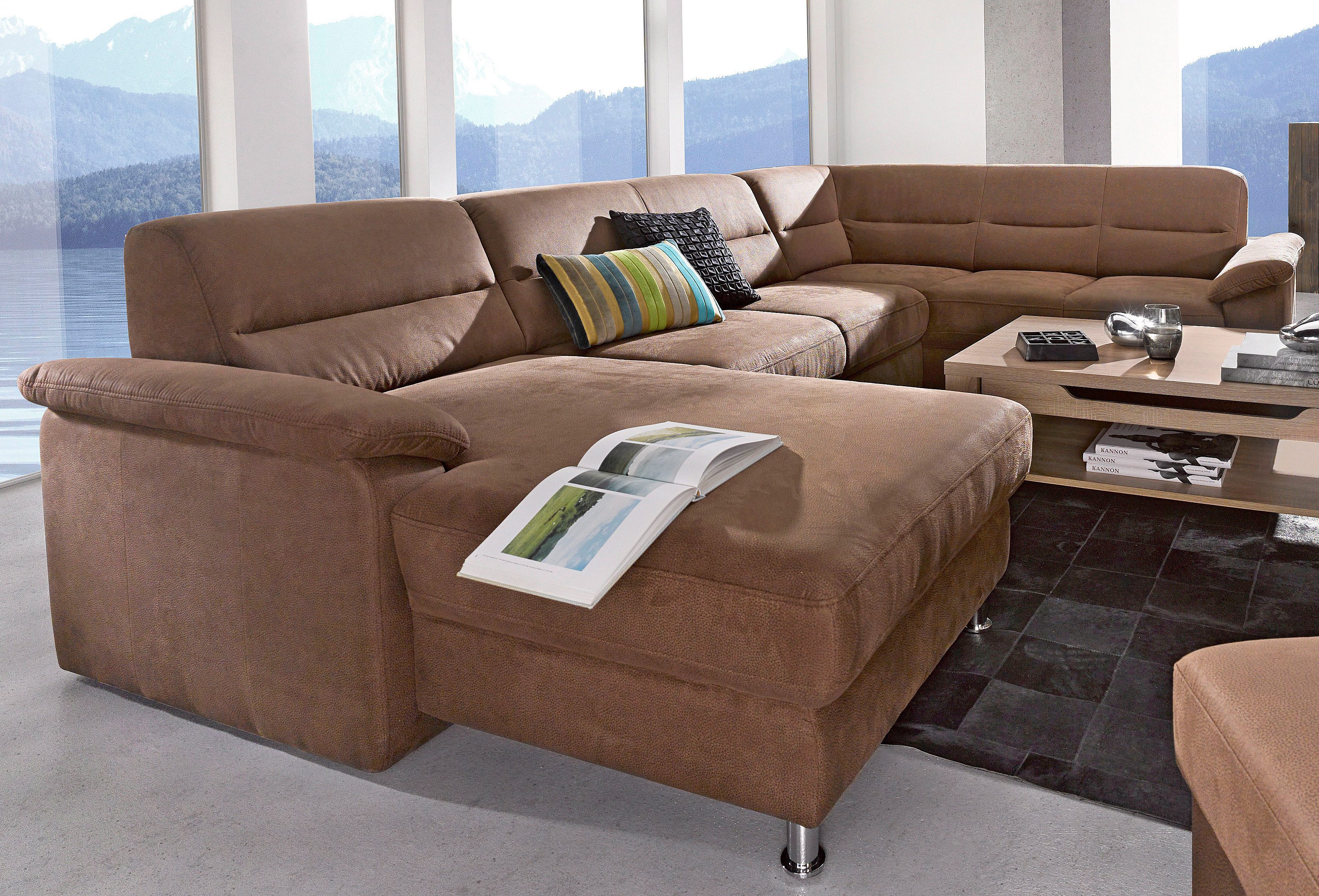 sit&more Zithoek Ascara U-vorm inclusief boxspring/binnenveringsinterieur, naar keuze met slaapfunctie bruin, zithoeken, Récamier links, Zonder