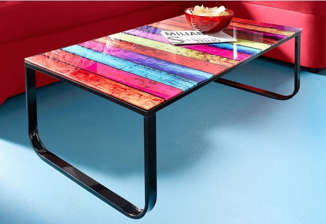 INOSIGN Salontafel met blad in regenboogdesign INOSIGN Salontafel met blad in regenboogdesign