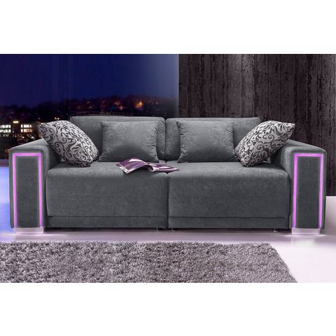 woonkamer extra groot bankstel grijs Megabank inclusief LED RGB verlichting 98