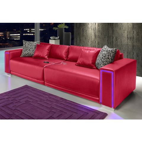 woonkamer extra groot bankstel rood Megabank inclusief LED RGB verlichting 44