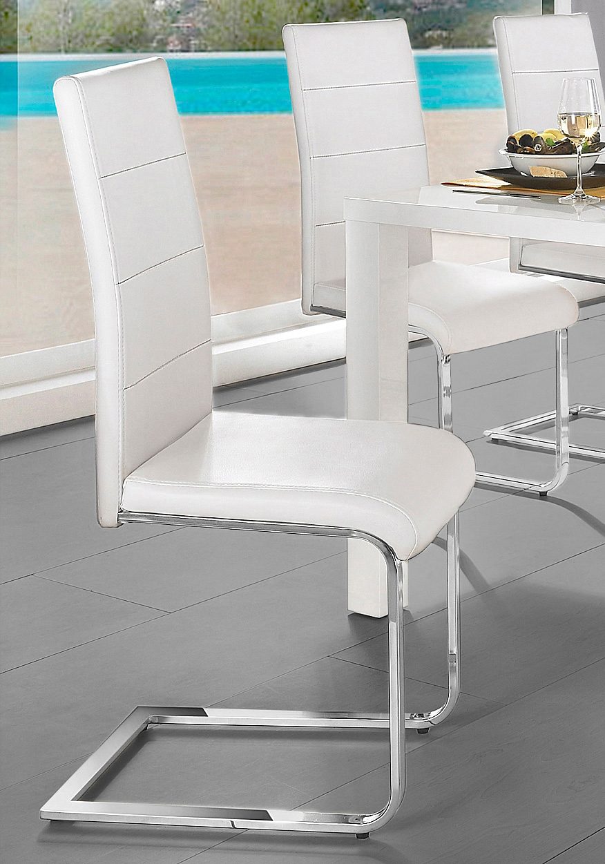 INOSIGN Vrijdragende stoel JOSY Bekleding in imitatieleer, verchroomd metalen frame (set, 2 stuks)