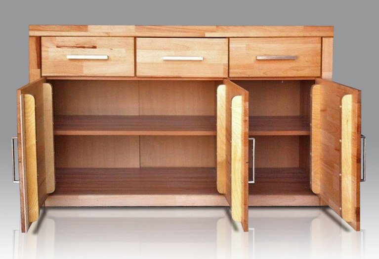 Home affaire Dressoir Logo, 130cm breed, 42 cm diep, fronten massief hout, 2 brede vakken