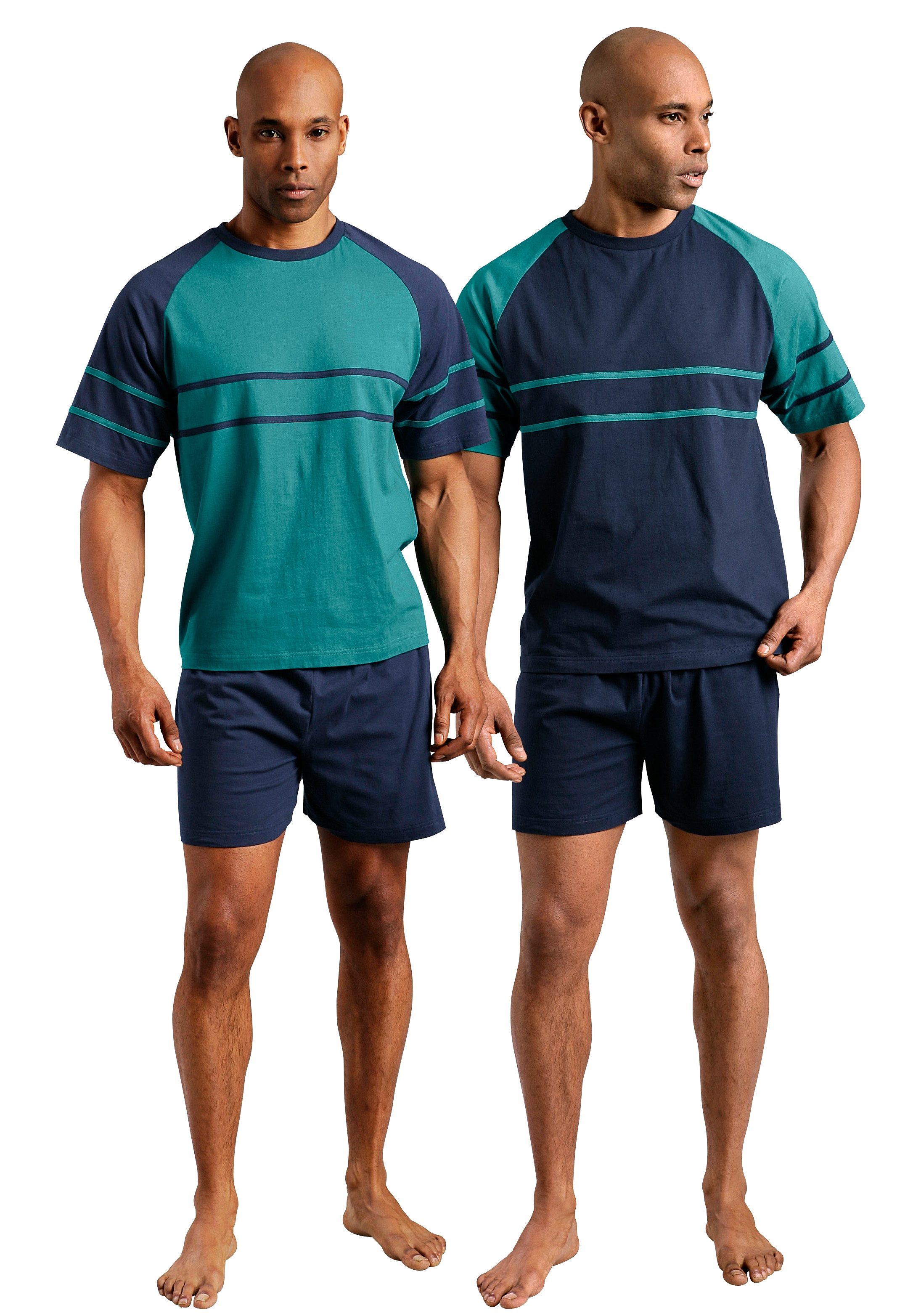 le jogger® Pyjama met opgestikte strepen (4-delig, Set van 2)