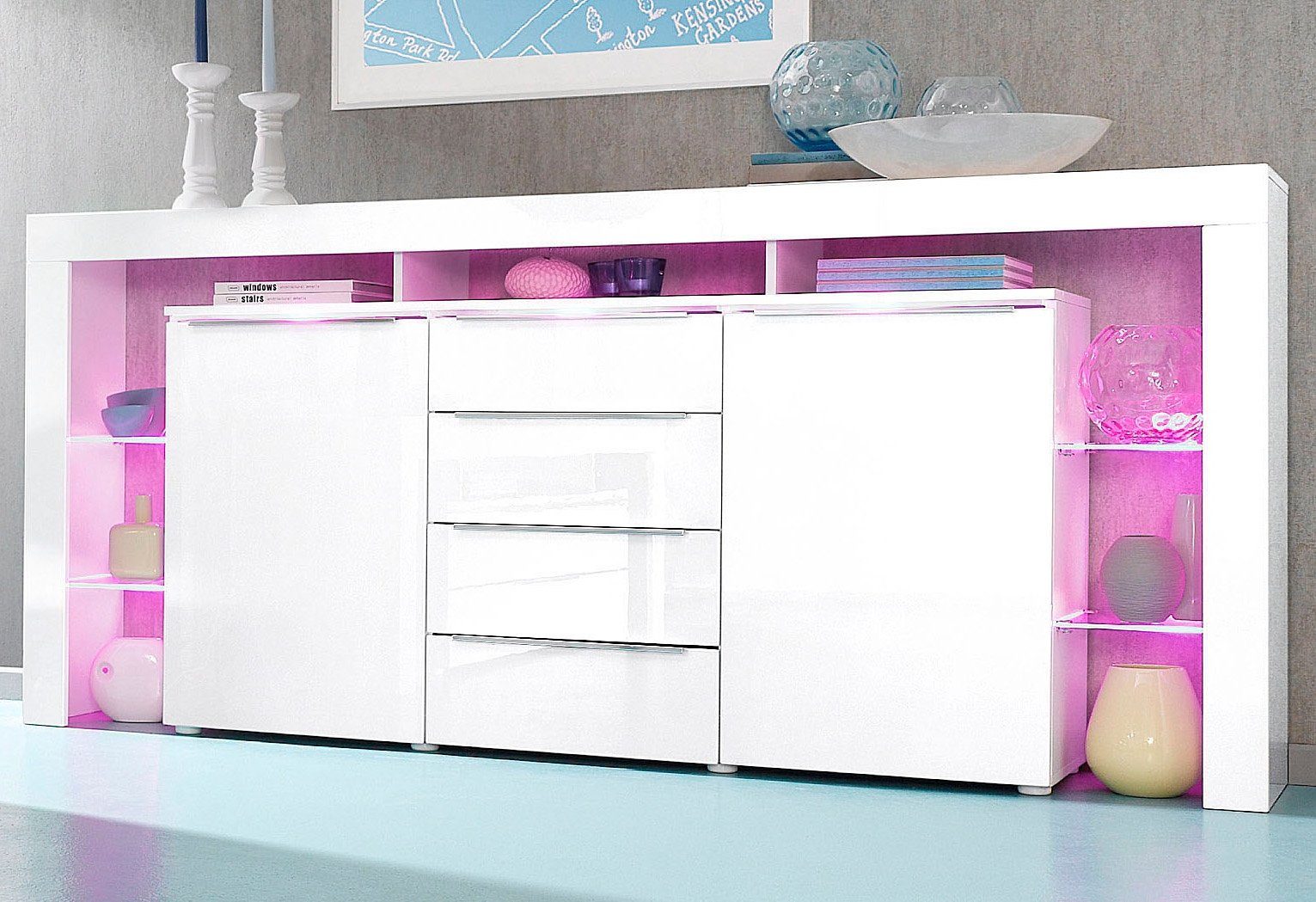 borchardt Möbel Dressoir Lima (192 of 220 cm) dressoirs maat 192 cm wit