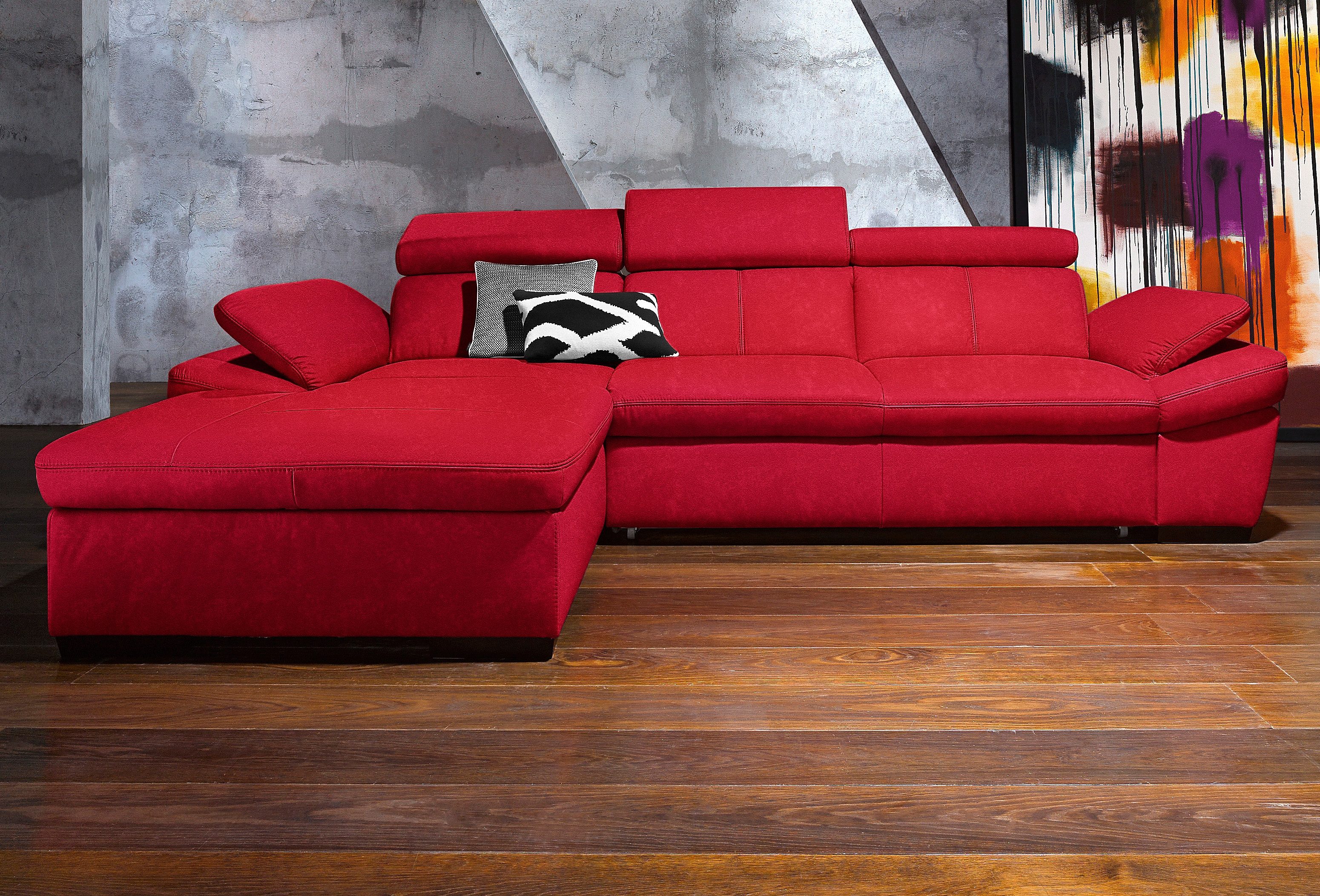 exxpo - sofa fashion Hoekbank inclusief verstelbare hoofdsteun en verstelbare armleuning, naar keuze met slaapfunctie