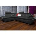exxpo - sofa fashion hoekbank inclusief hoofdbord en verstelbare armleuning, naar keuze met slaapfunctie en bedkist zwart