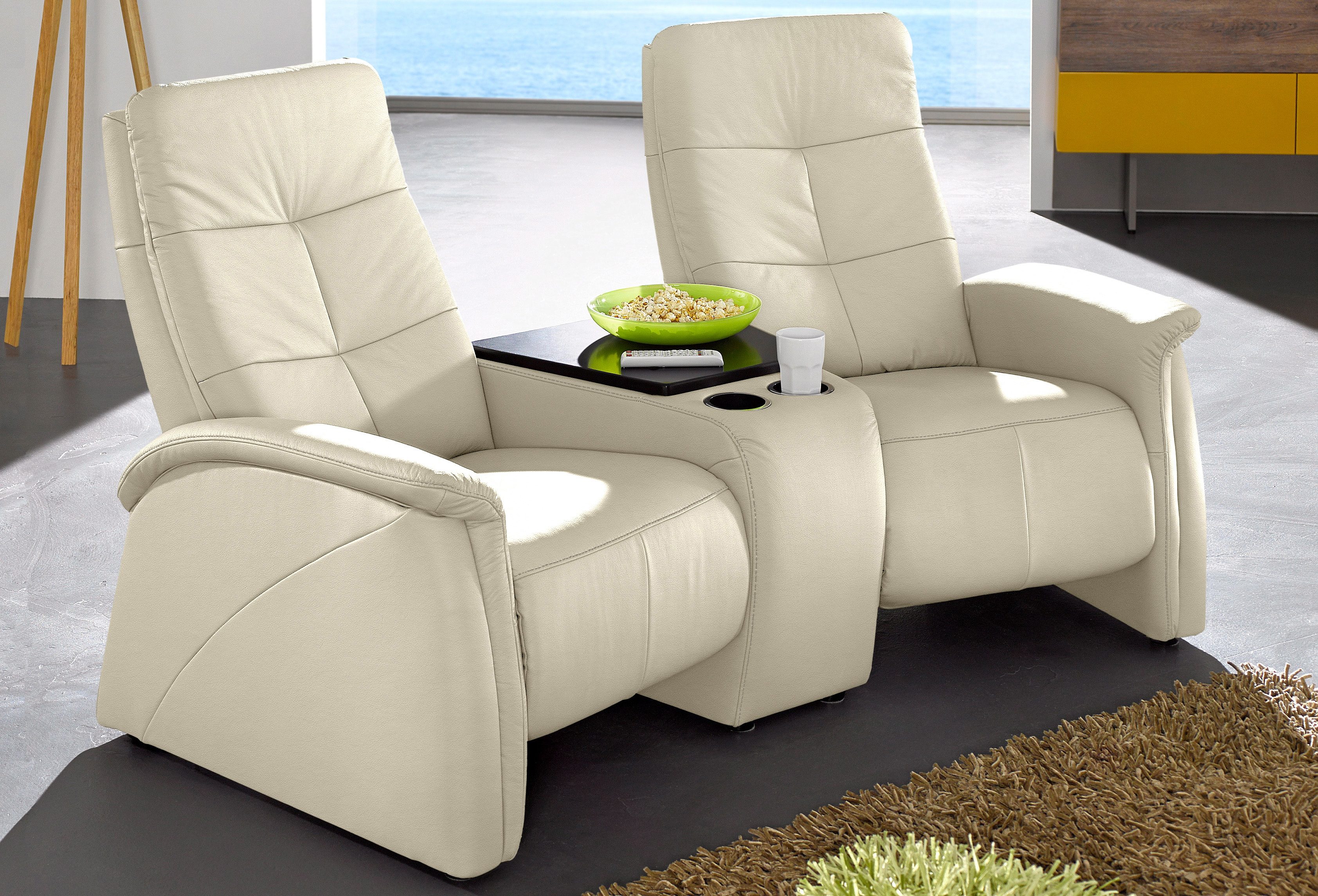 exxpo - sofa fashion 2-zitsbank Tivoli, bioscoopbank, comfortabel, met relaxfunctie, geïntegreerd tafelplateau en bergruimte