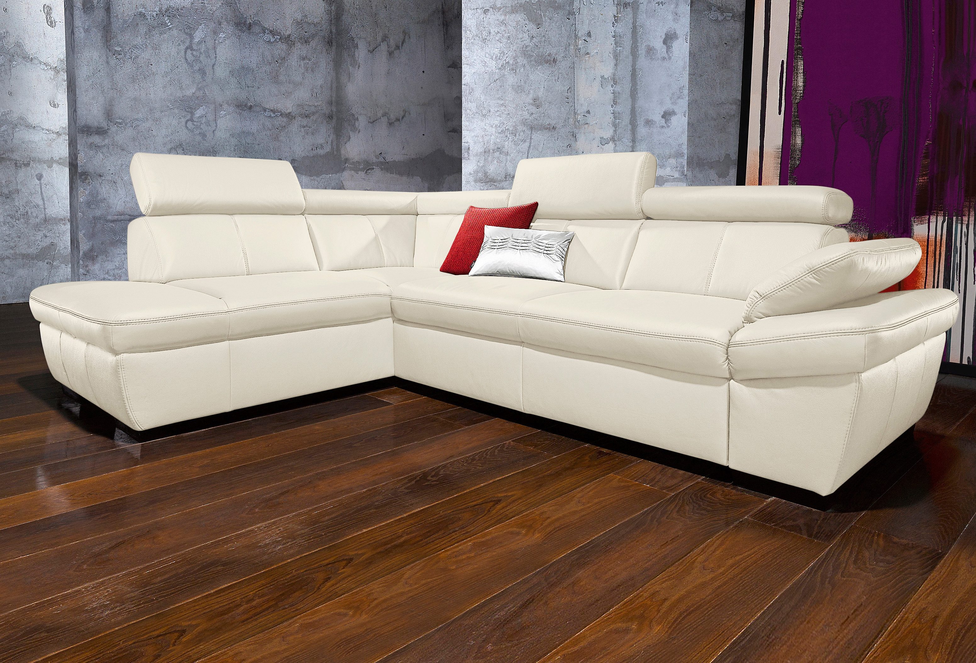 exxpo - sofa fashion Hoekbank Salerno, klassieke moderne functionele bank, hoog zitcomfort, L-vorm...