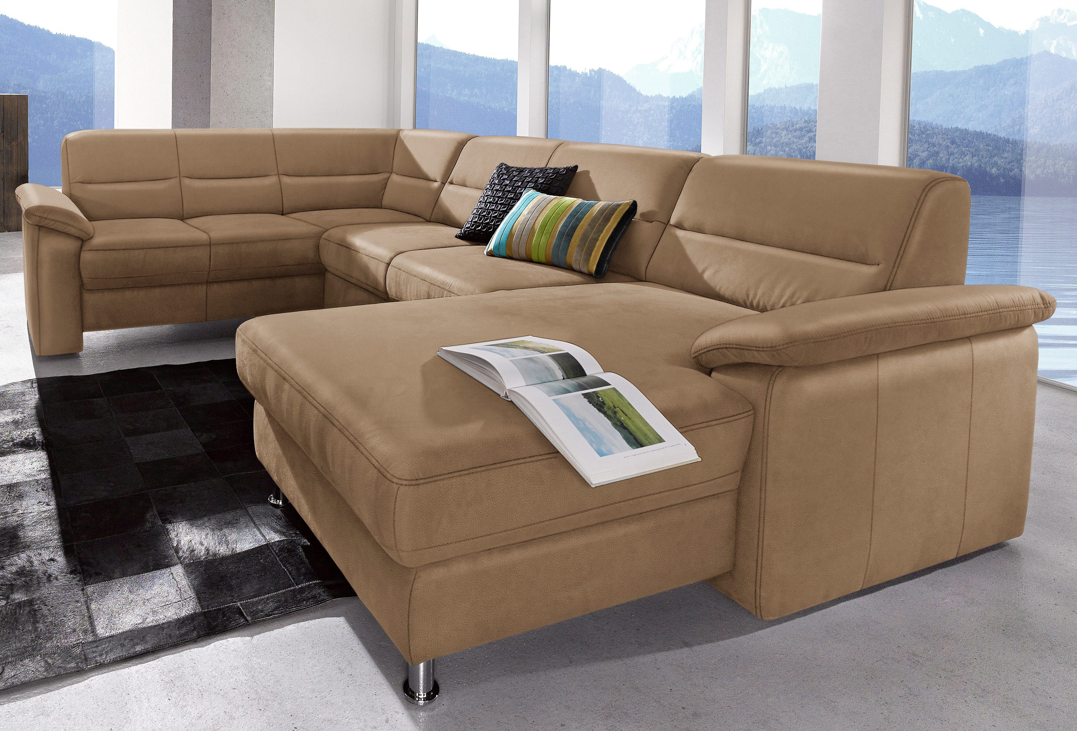 sit&more Zithoek Ascara U-vorm inclusief boxspring/binnenveringsinterieur, naar keuze met slaapfunctie bruin, zithoeken, Récamier rechts, Zonder