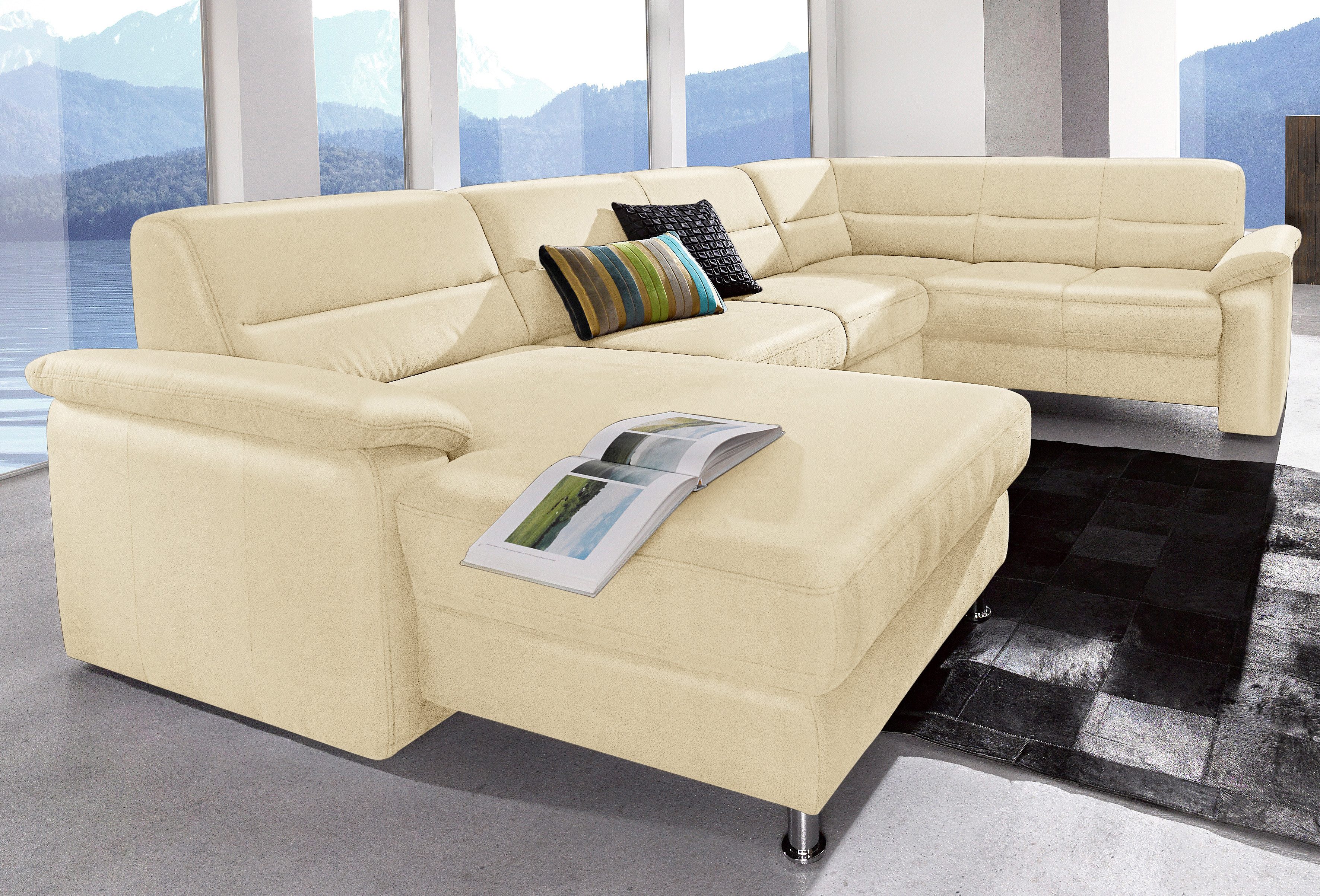 sit&more Zithoek Ascara U-vorm inclusief boxspring/binnenveringsinterieur, naar keuze met slaapfunctie beige, zithoeken, Récamier links, Zonder