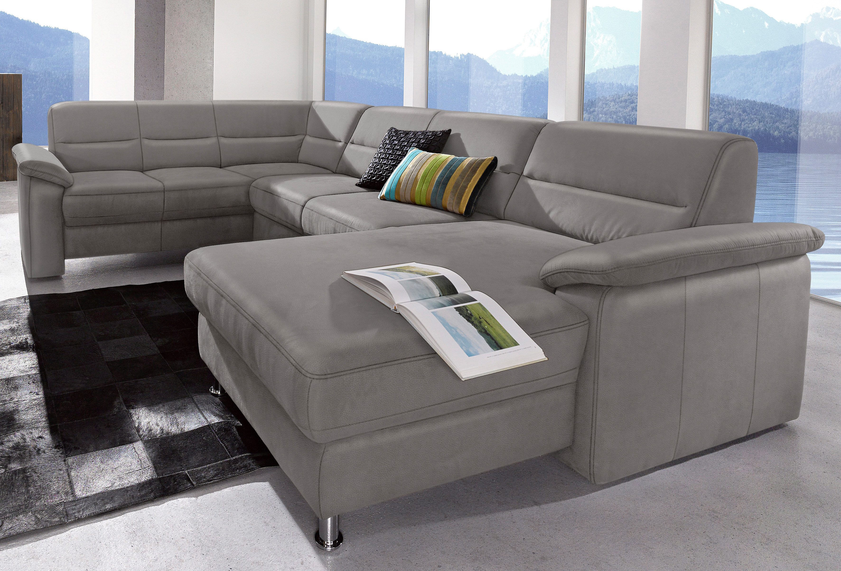 sit&more Zithoek Ascara U-vorm inclusief boxspring/binnenveringsinterieur, naar keuze met slaapfunctie grijs, zithoeken, Récamier rechts, Zonder