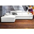 exxpo - sofa fashion hoekbank inclusief verstelbare hoofdsteun en verstelbare armleuning, naar keuze met slaapfunctie wit