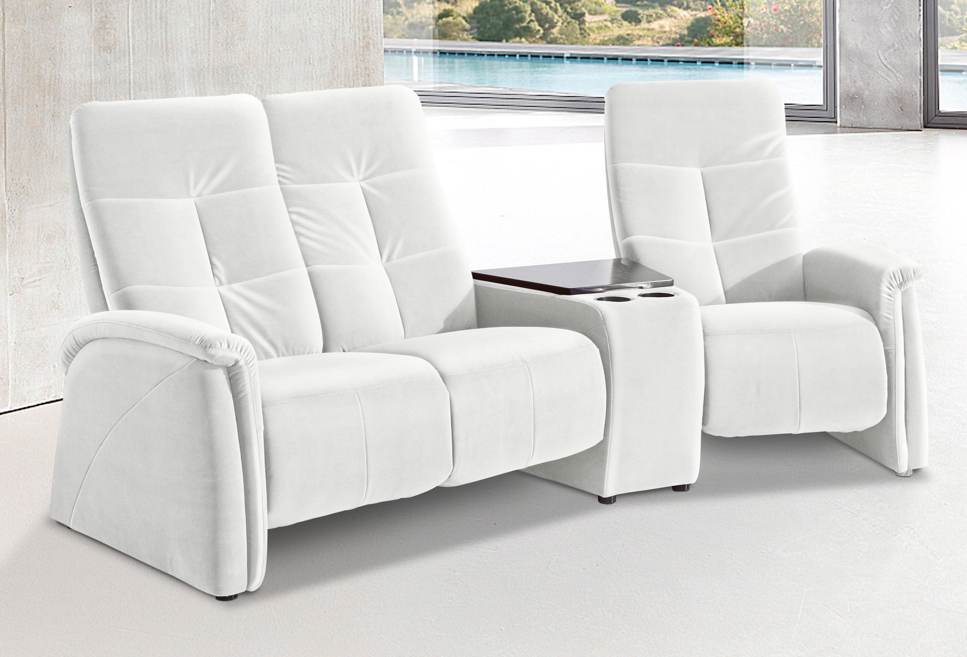exxpo - sofa fashion 3-zitsbank Tivoli, Kinosofa mit Tischablage & Stauraumfach, man. Relaxfunktion met relaxfunctie wit, 3-zitsbanken