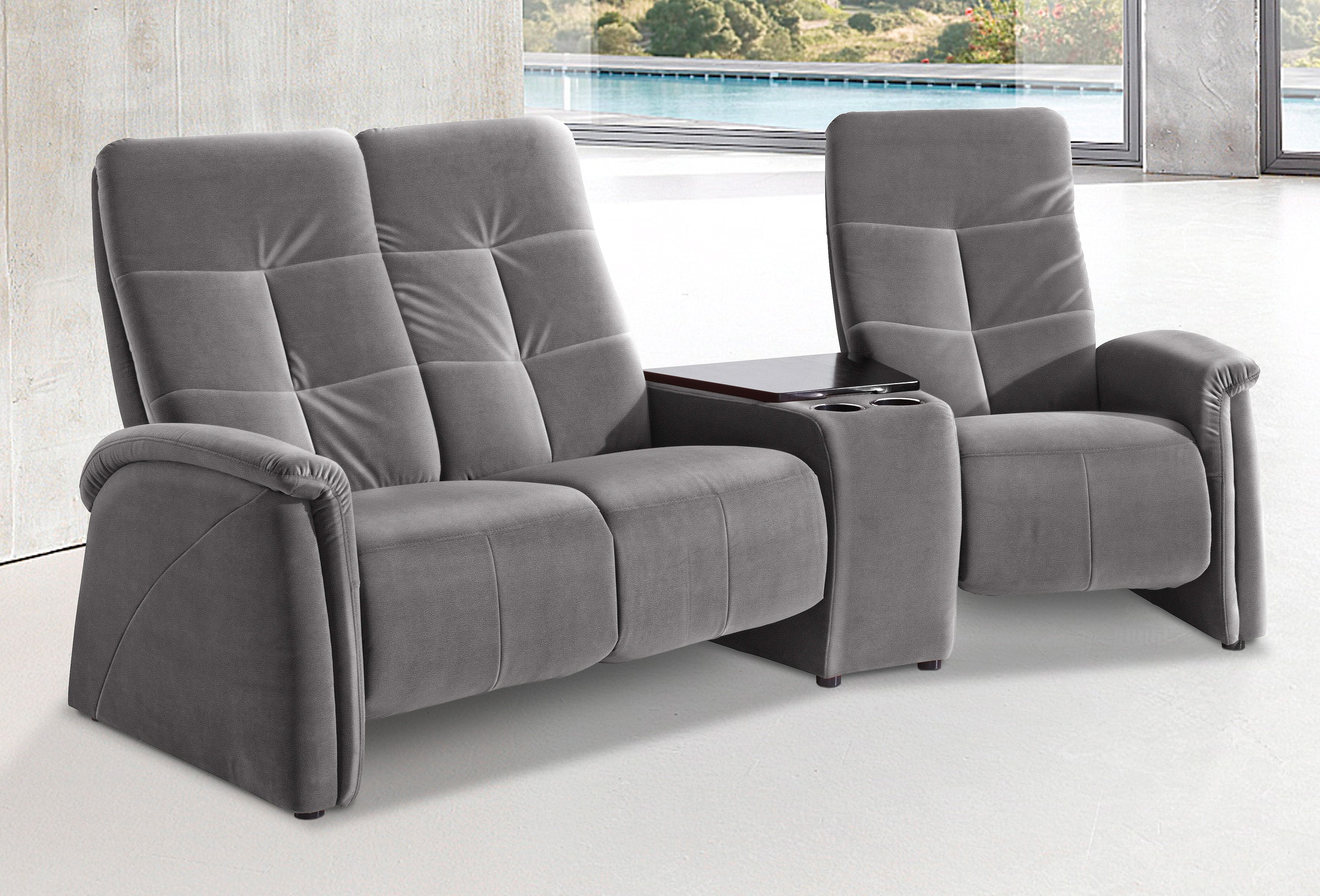 exxpo - sofa fashion 3-zitsbank Tivoli, bioscoopbank met tafelblad & opbergruimte, handmatige relaxfunctie
