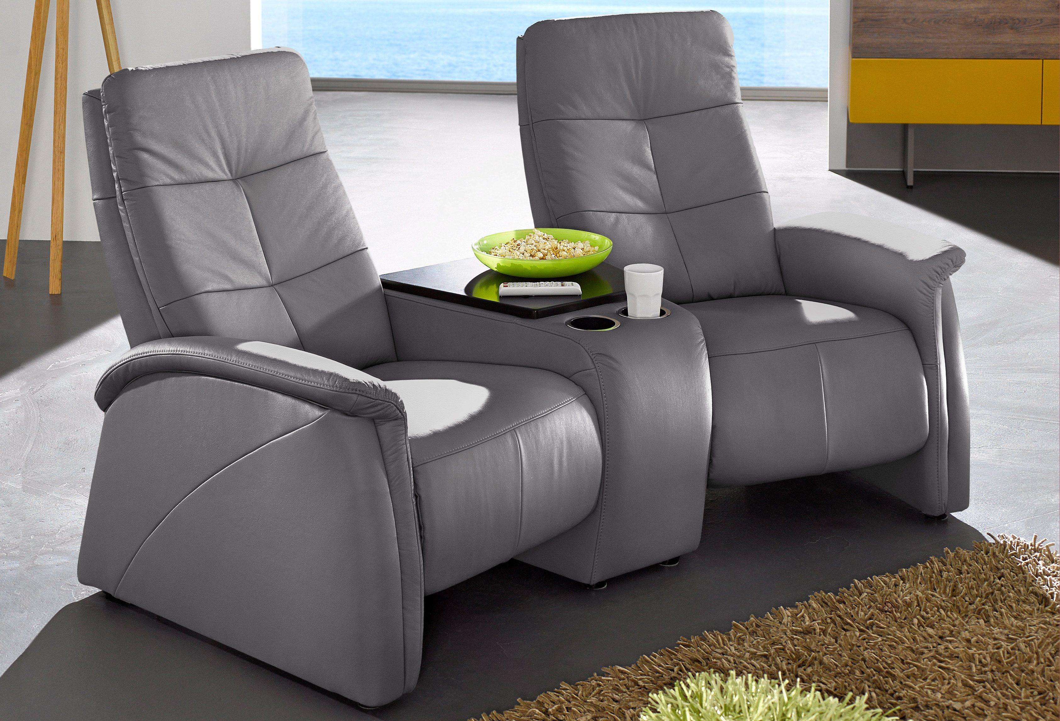 exxpo - sofa fashion 2-zitsbank met relaxfunctie, geïntegreerd tafelplateau en bergruimte