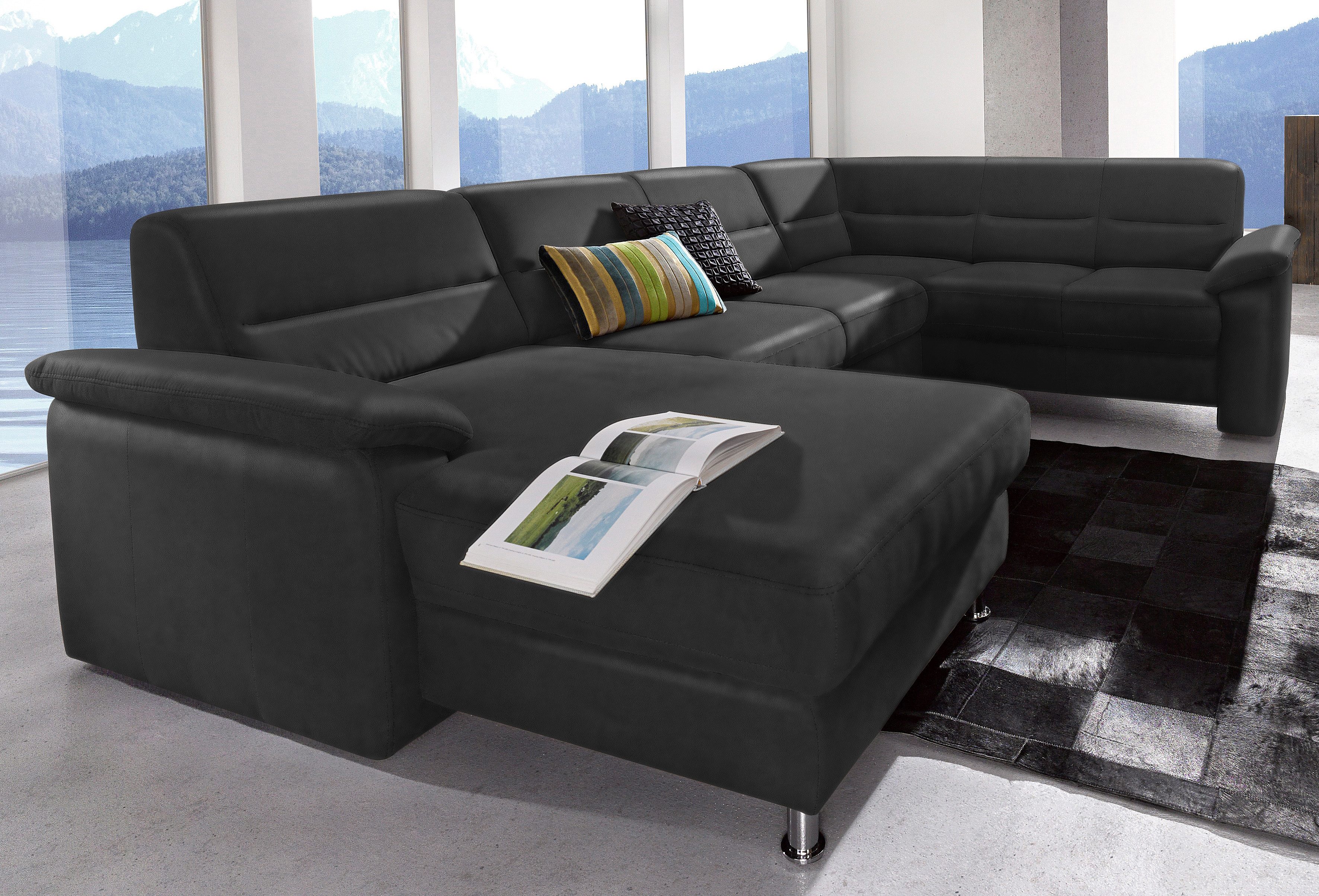 sit&more Zithoek Top Ascara U-vorm inclusief boxspring/binnenveringsinterieur, naar keuze met slaapfunctie zwart, zithoeken, Récamier links, Met