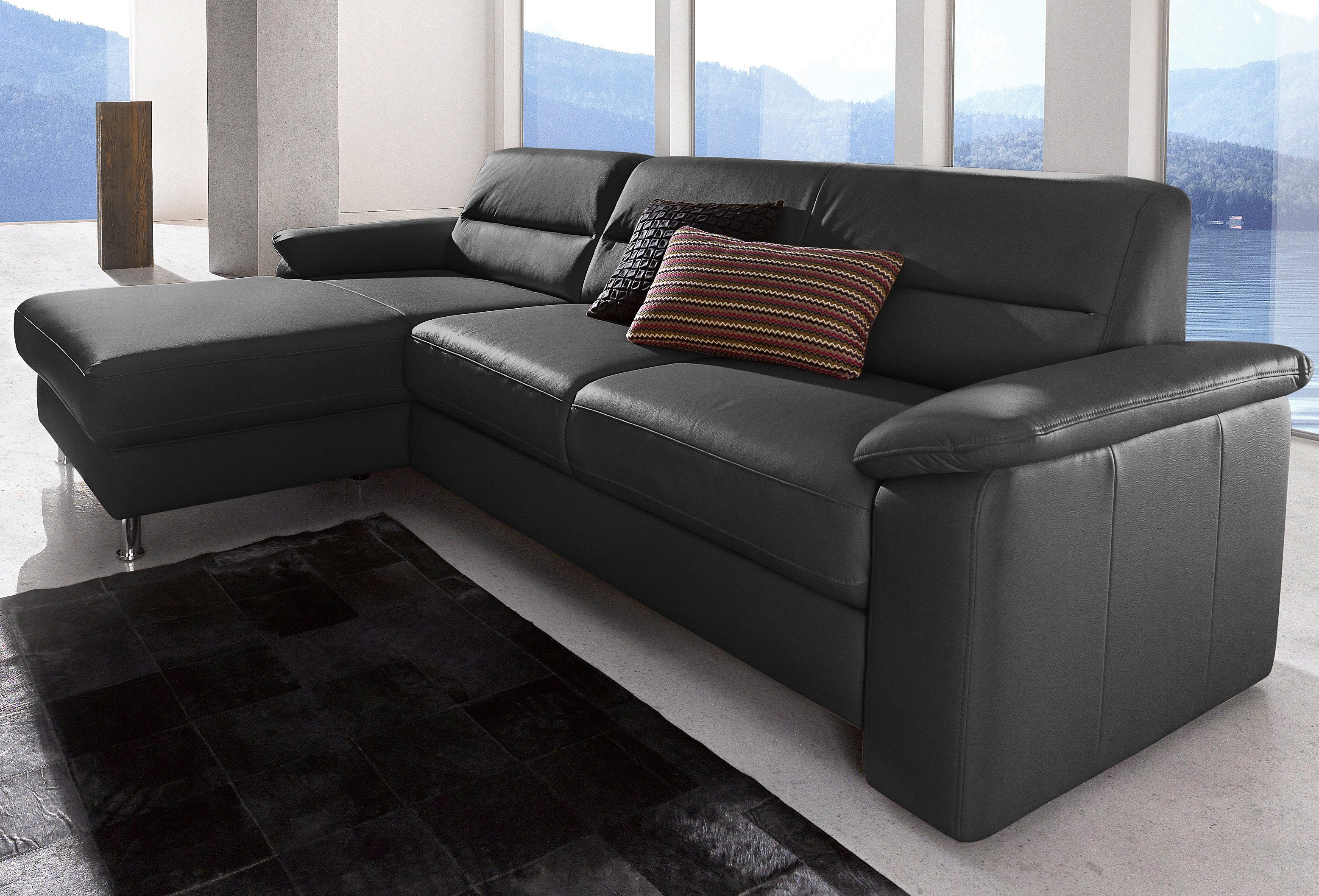 sit&more Hoekbank Ascara L-vorm inclusief boxspring/binnenveringsinterieur, naar keuze met slaapfunctie zwart, hoekbanken, Récamier links, Met