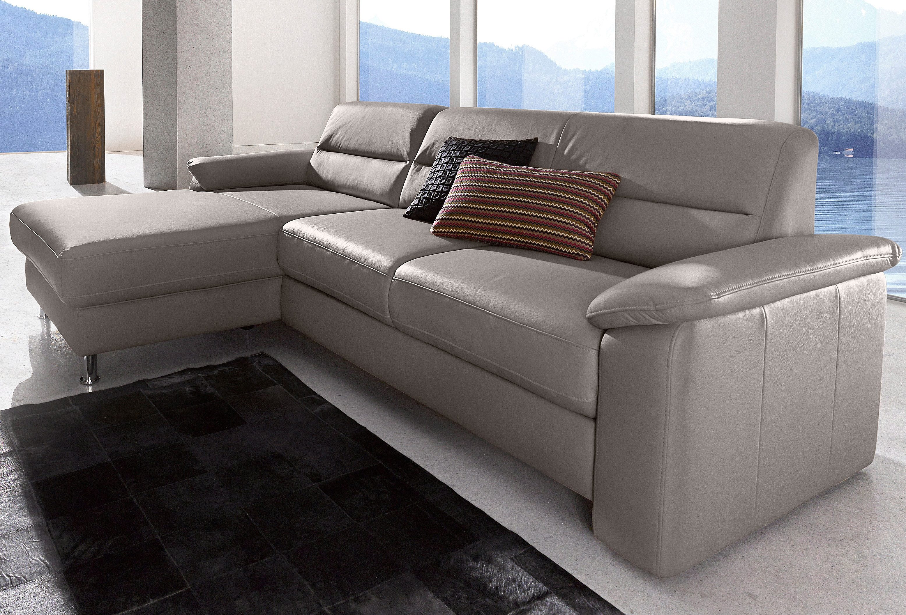 sit&more Hoekbank Ascara L-vorm inclusief boxspring/binnenveringsinterieur, naar keuze met slaapfunctie grijs, hoekbanken, Récamier links, Met