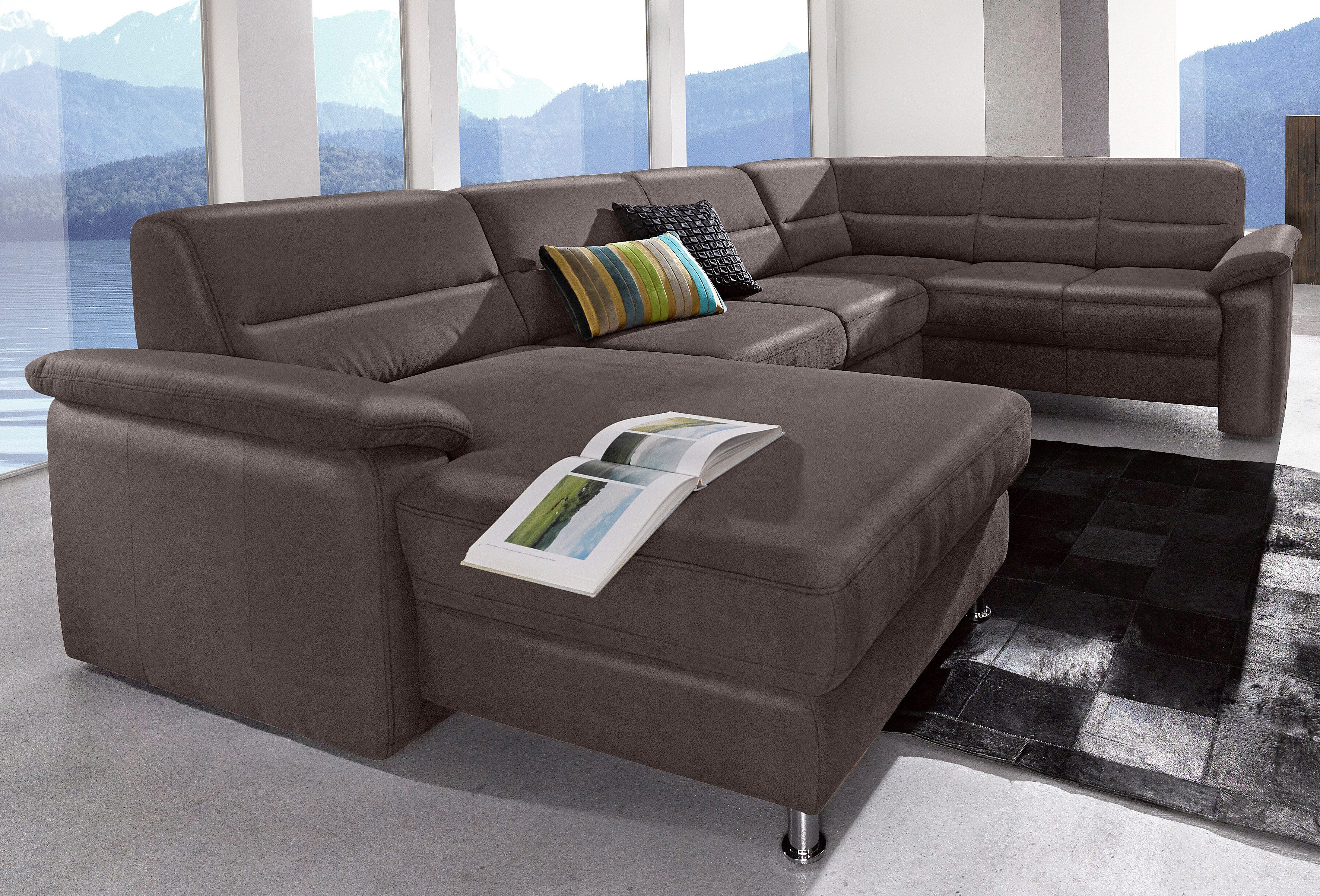 sit&more Zithoek Ascara U-vorm inclusief boxspring/binnenveringsinterieur, naar keuze met slaapfunctie bruin, zithoeken, Récamier links, Met