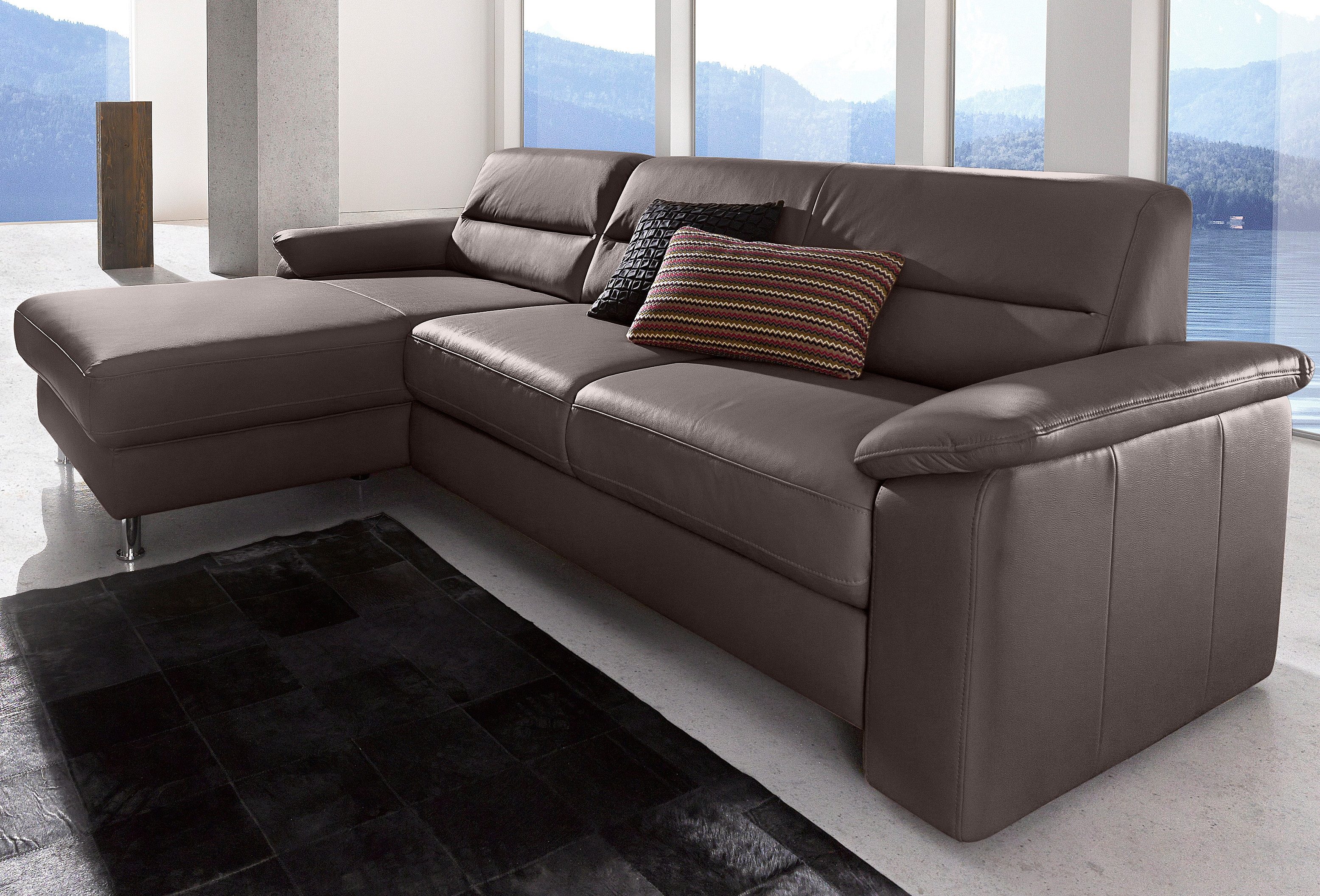 sit&more Hoekbank Ascara L-vorm inclusief boxspring/binnenveringsinterieur, naar keuze met slaapfunctie bruin, hoekbanken, Récamier links, Zonder