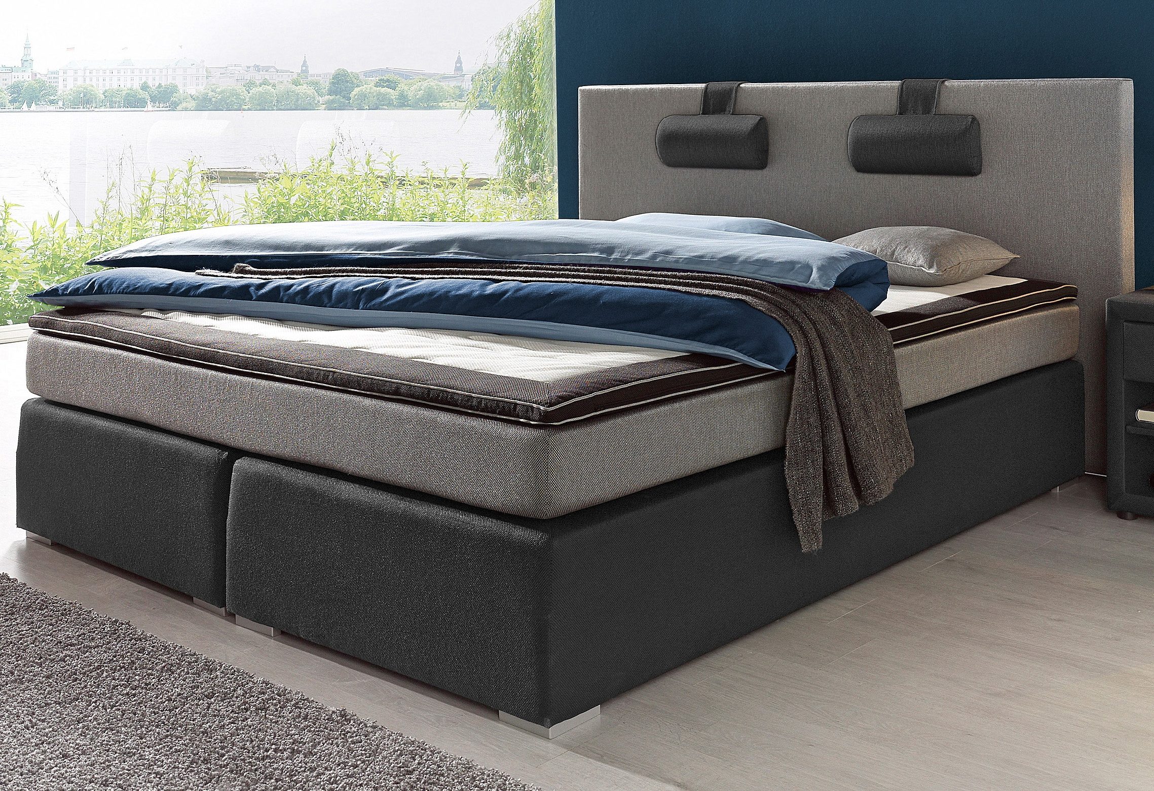 ATLANTIC home collection Boxspring Rick met bonell-binnenveringsmatras, incl. topmatras boxsprings grijs