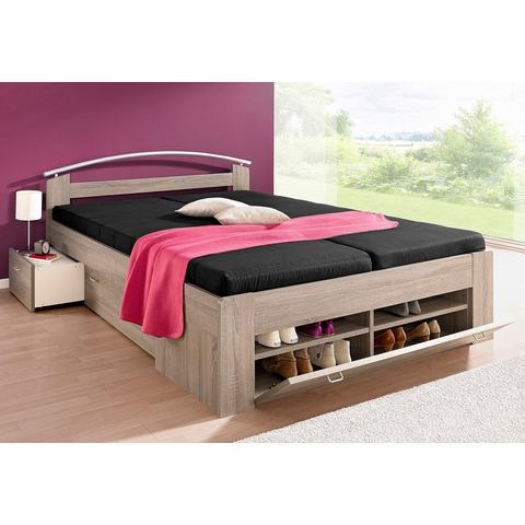Bed met open kast Bonell binnenveringsmatras H2 beige 144914