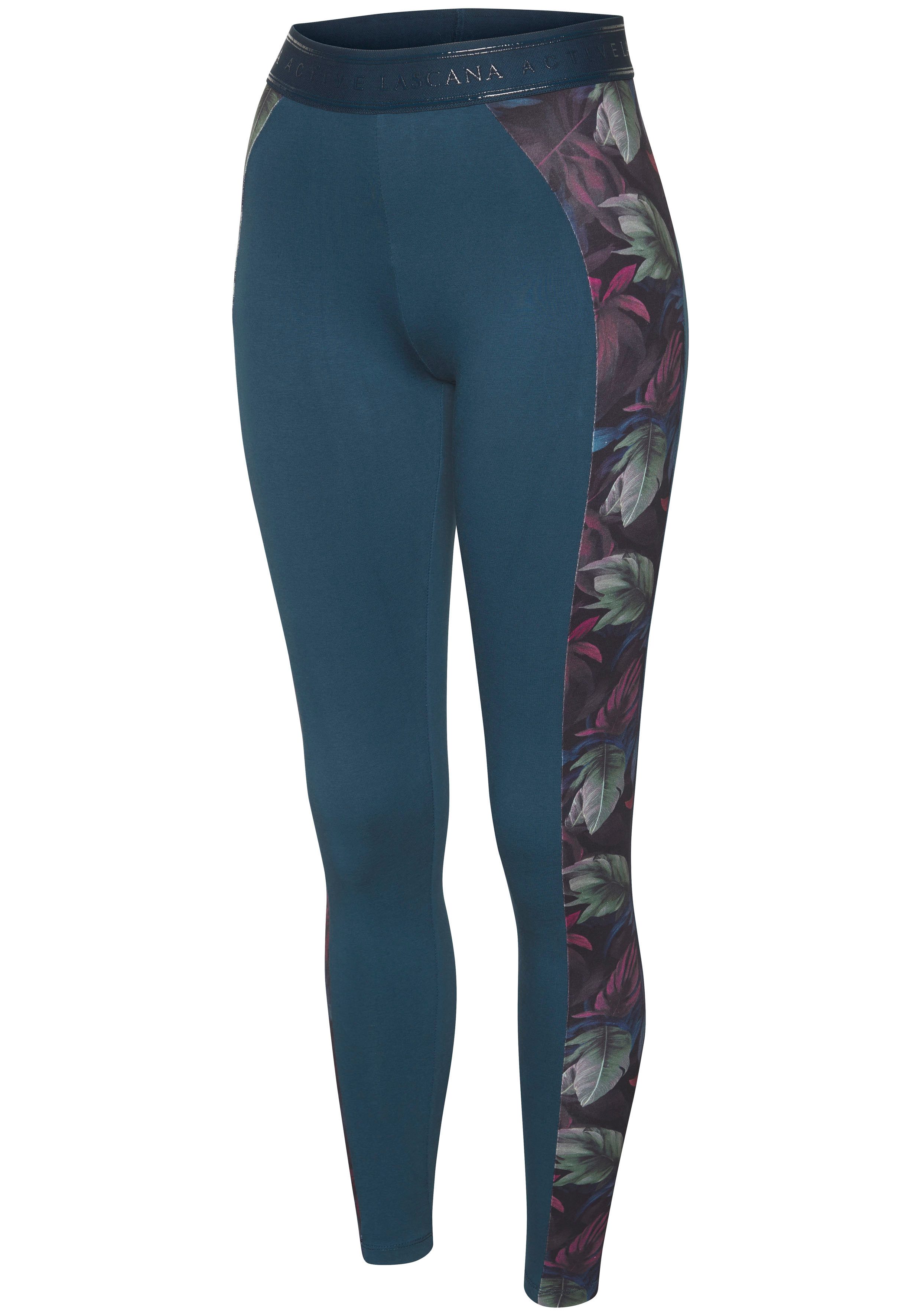 active by Lascana Legging met zij-florale inzetten