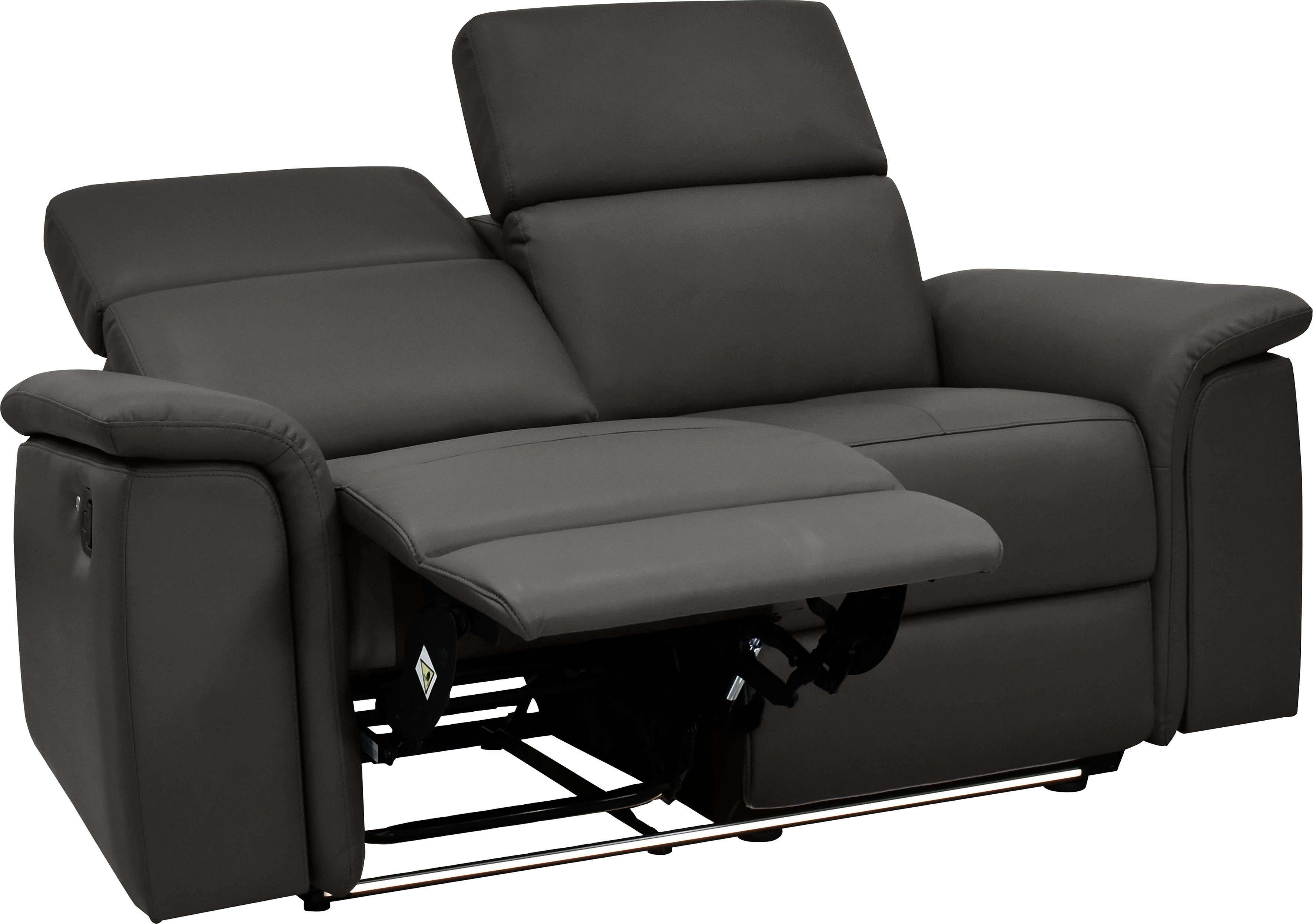 Places of Style 2-zitsbank Pareli 172 cm, handmatige en elektrische relaxfunctie USB, hoofdsteunverstelling, LED, in echt leer, kunstleer, web
