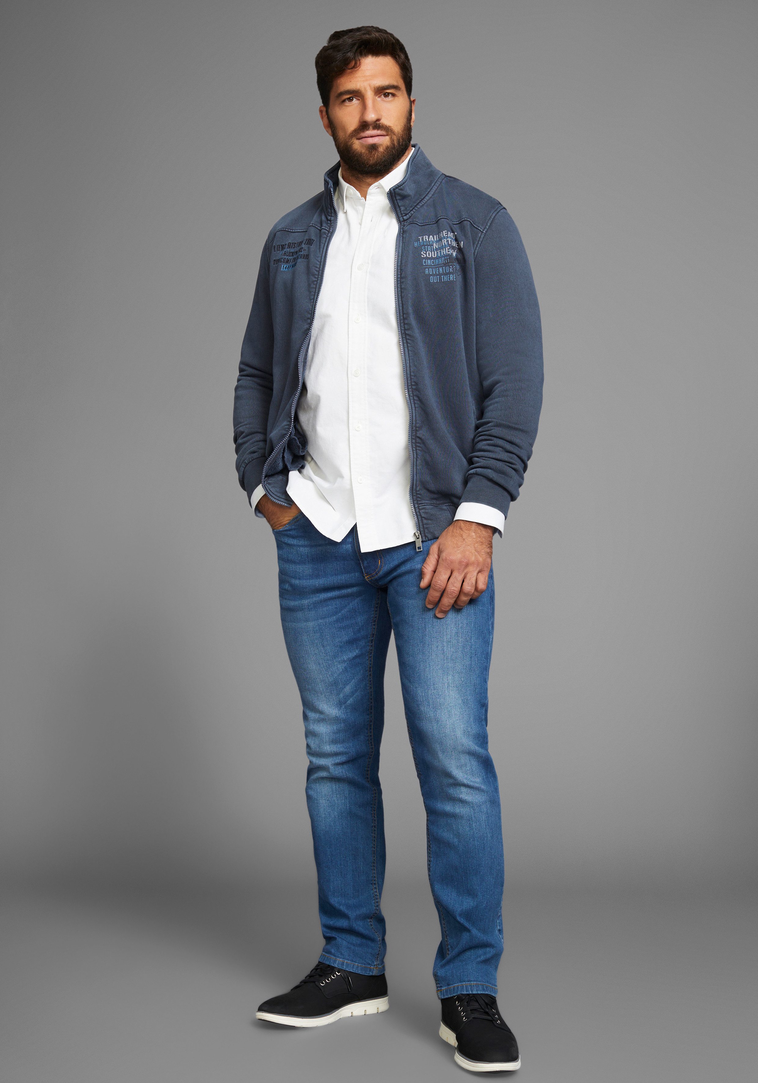 Man's World Sweatvest met print en borduursel