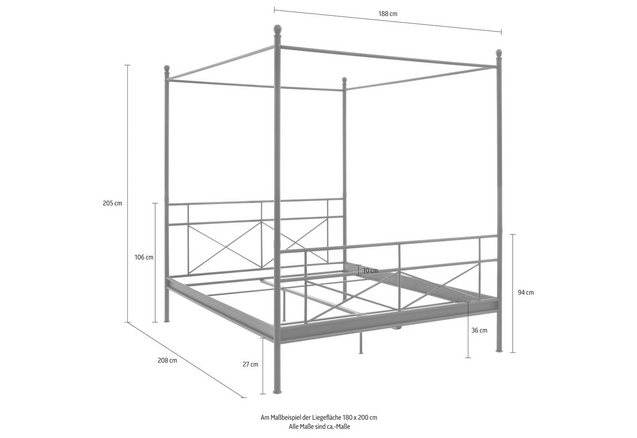 HOME AFFAIRE Metalen hemelbed van 205 cm hoog HOME AFFAIRE Metalen hemelbed van 205 cm hoog