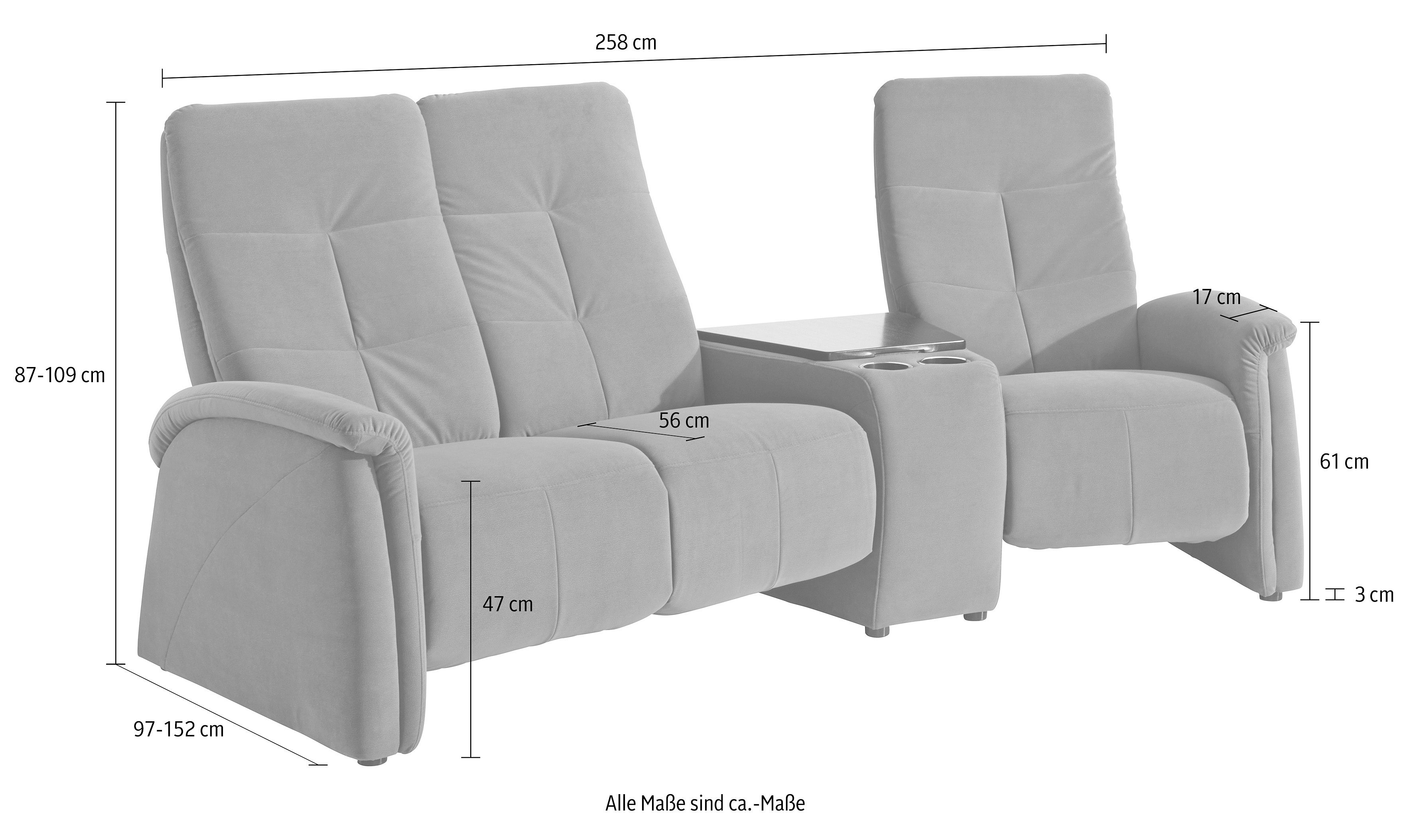 exxpo - sofa fashion 3-zitsbank Tivoli, Kinosofa mit Tischablage & Stauraumfach, man. Relaxfunktion met relaxfunctie