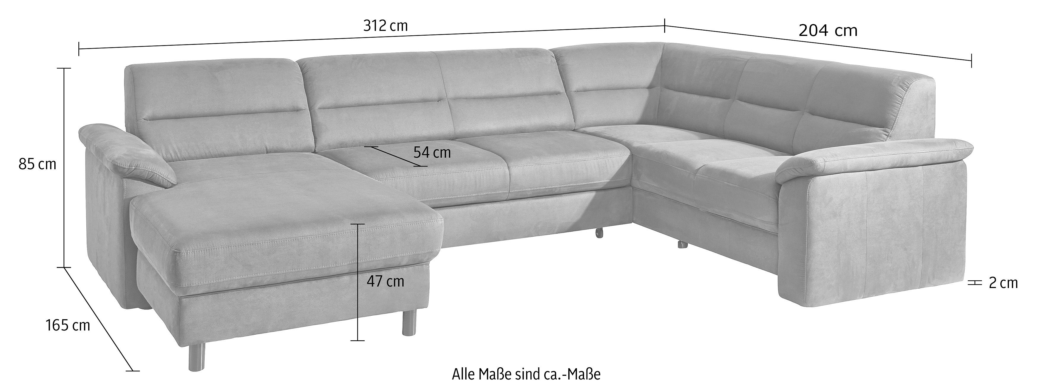 sit&more Zithoek Top Ascara U-vorm inclusief boxspring/binnenveringsinterieur, naar keuze met slaapfunctie