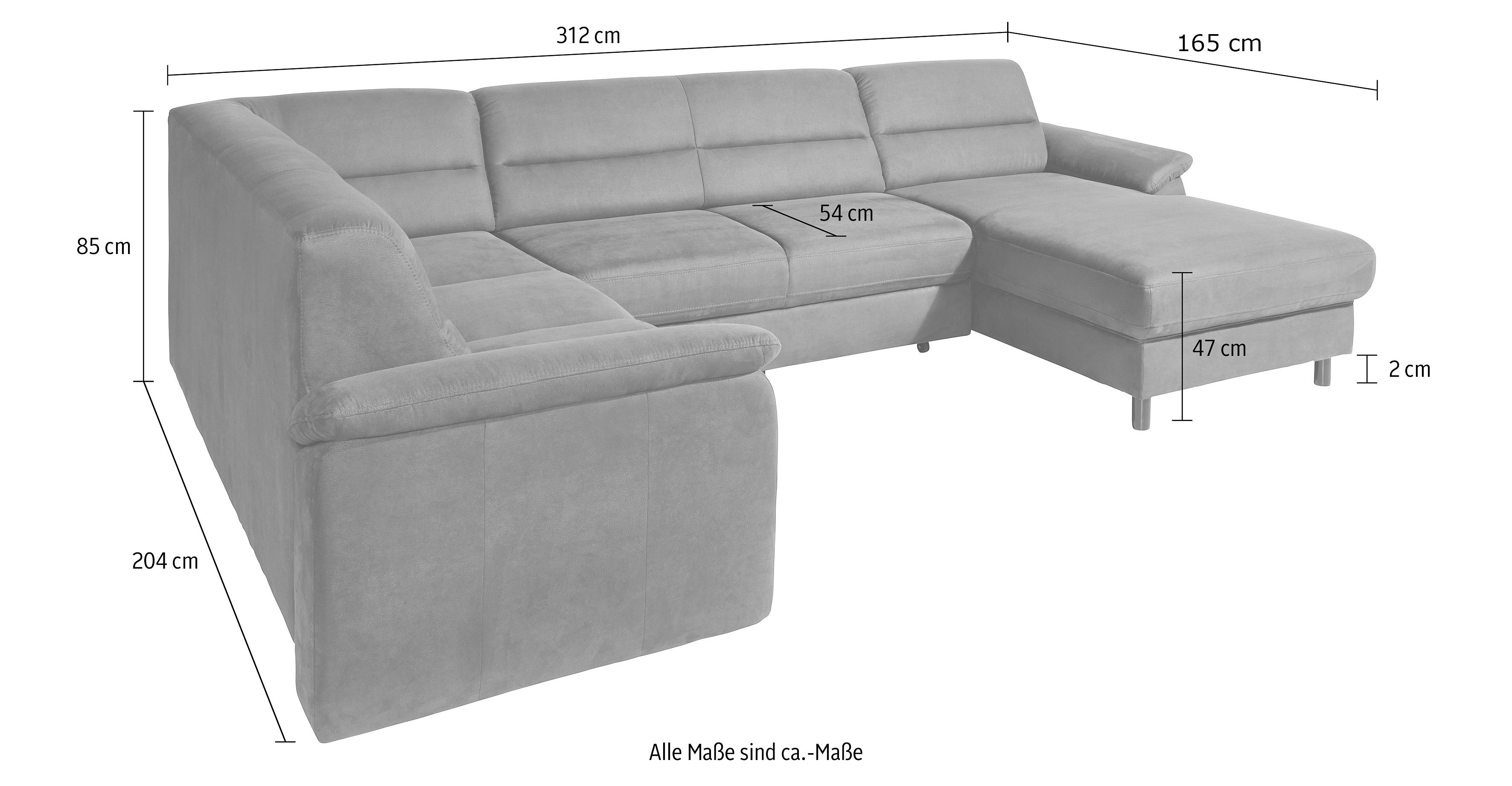 sit&more Zithoek Top Ascara U-vorm inclusief boxspring/binnenveringsinterieur, naar keuze met slaapfunctie