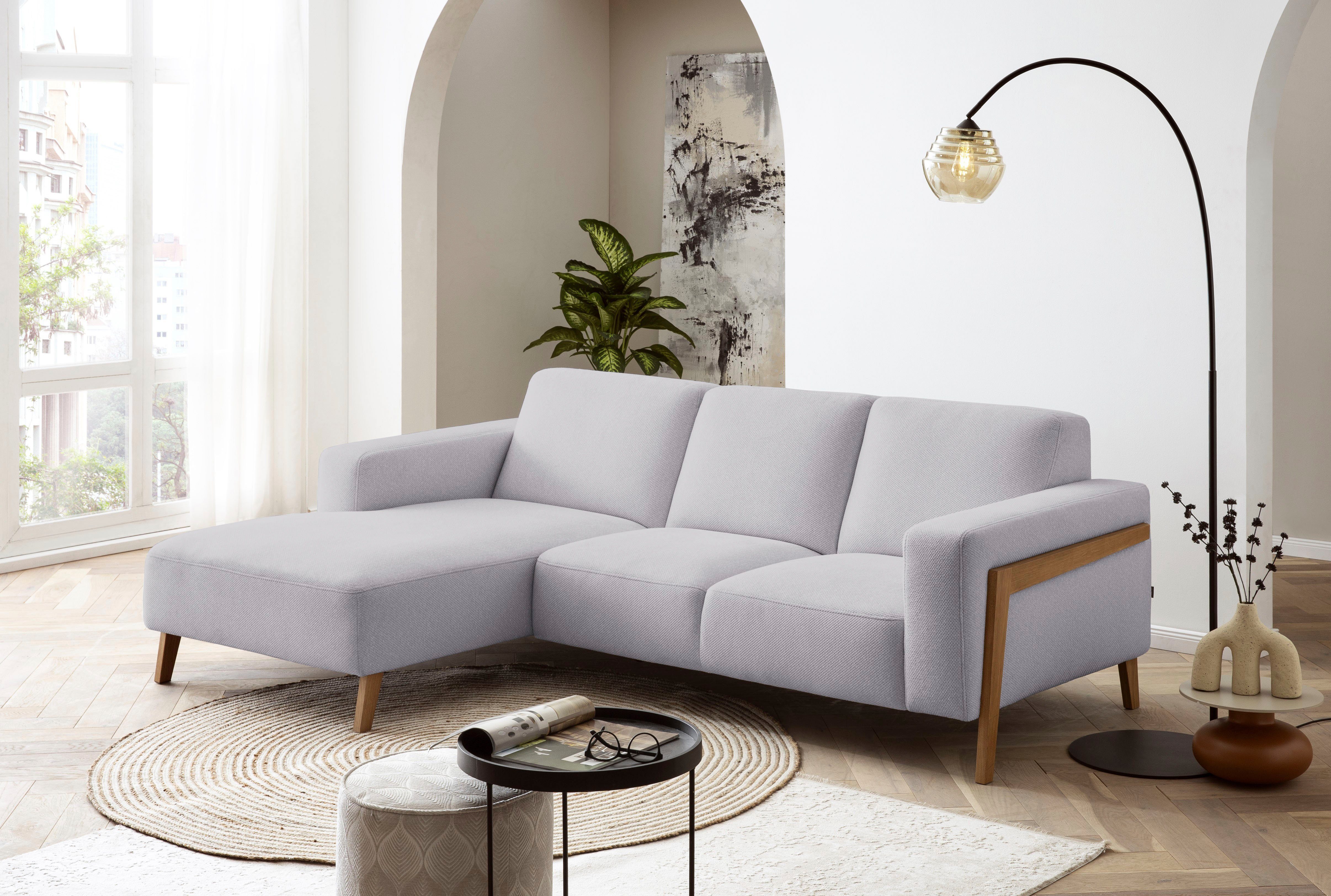 exxpo - sofa fashion Hoekbank Starr Scandic ontwerp, geweldige afwerking, comfortabel, zichtbare hout aan de armleuning , hoekbanken, 250 cm
