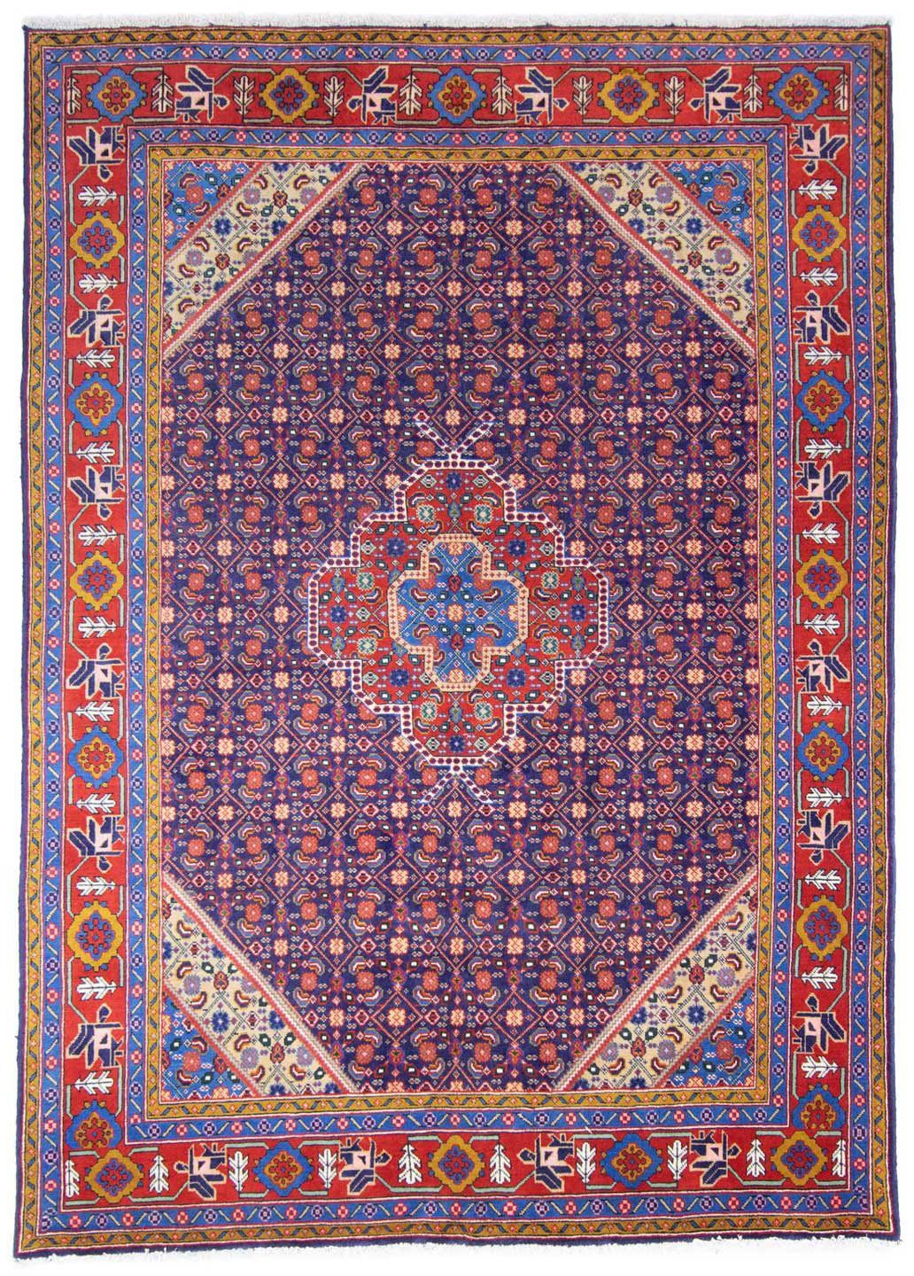 morgenland Wollen kleed Ardebil medaillon Blu 277 x 198 cm Uniek exemplaar met certificaat