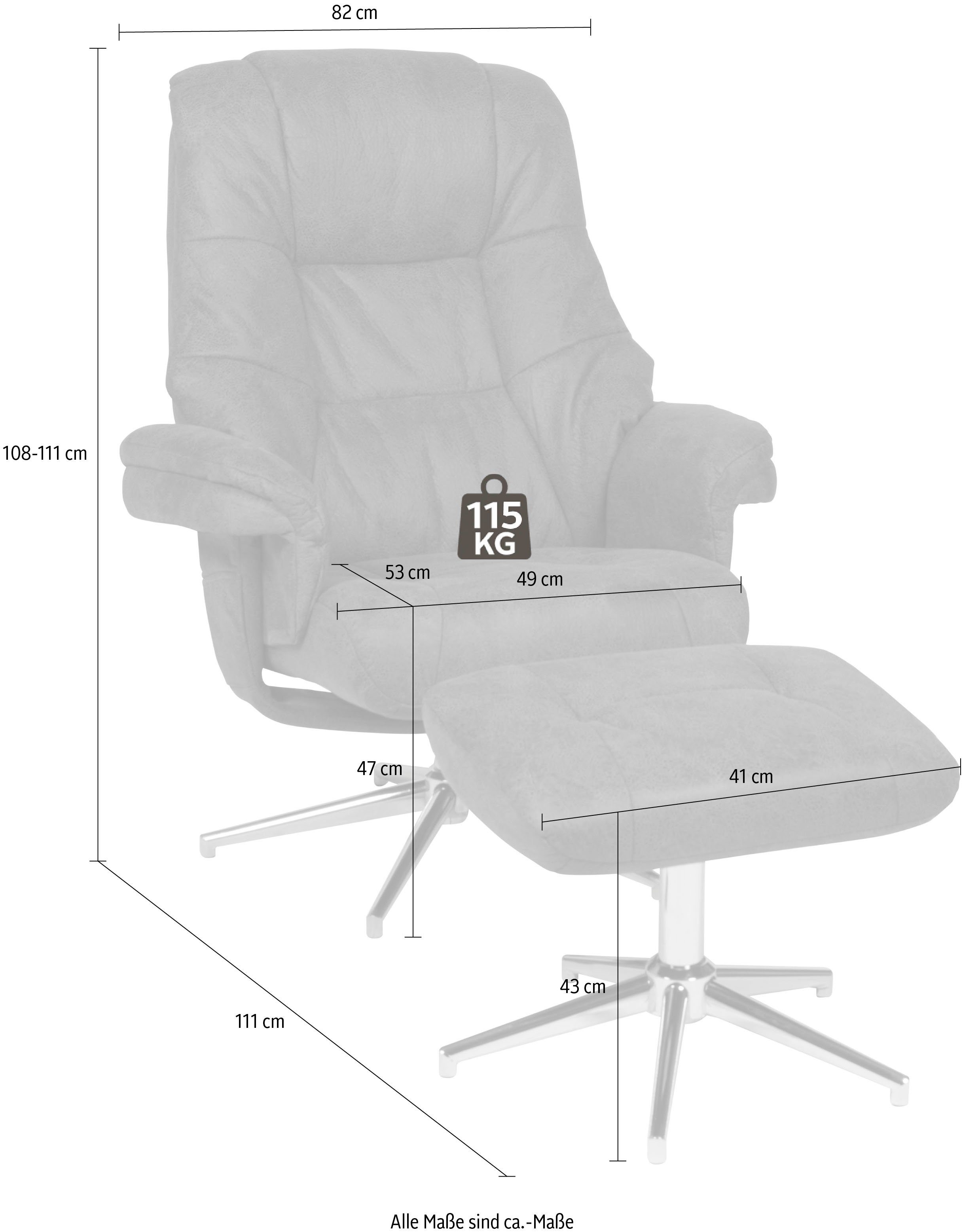 Duo Collection Relaxfauteuil BURNABY met voetenbank en relaxfunctie, 360 graden draaibaar